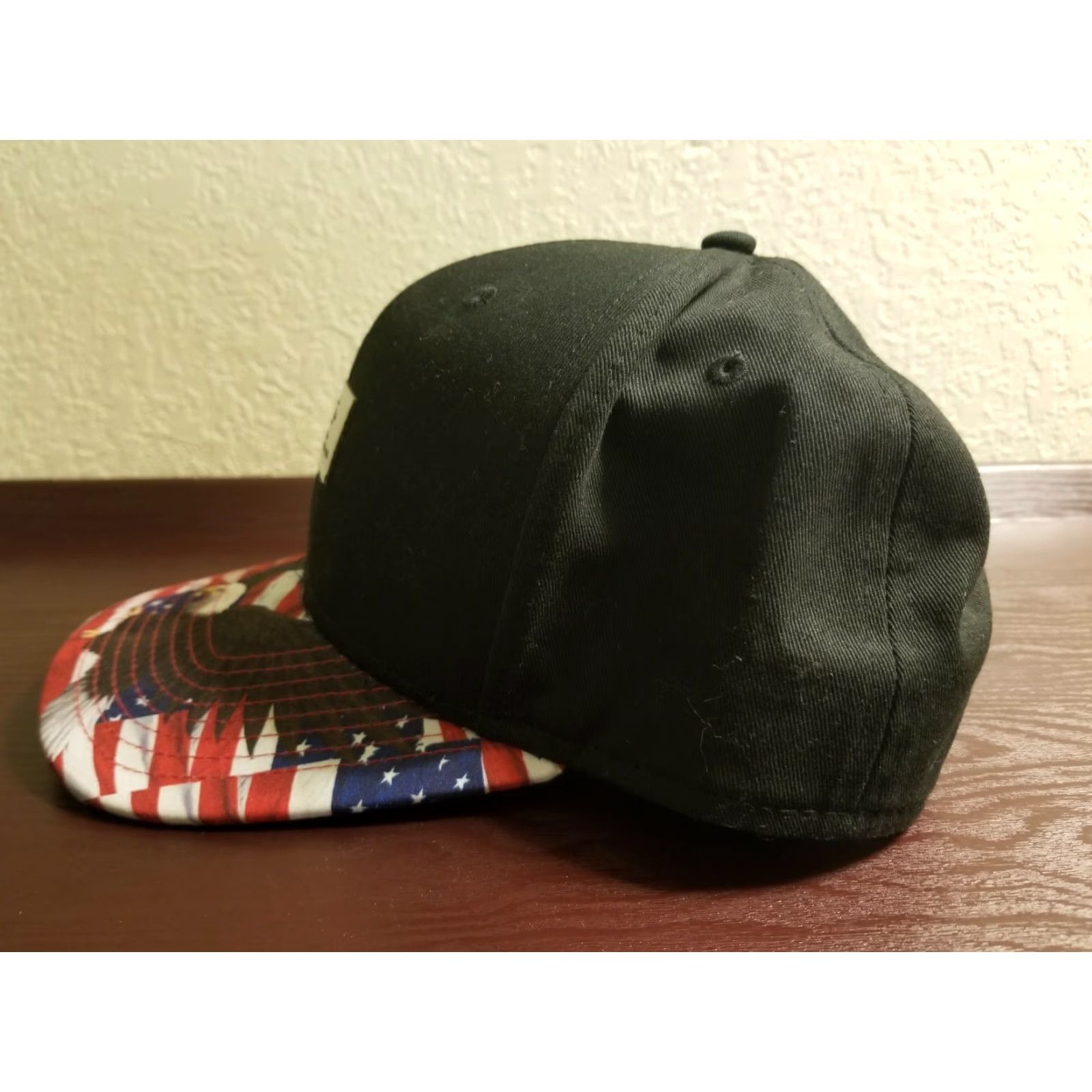 Vans Vans Off The Wall Mens Snapback Hat Dad Cap American Eagle Flag Adjustable Black 100% Cotton Twill Baseball Cap Men Mens Size ONE SIZE - 4 Thumbnail