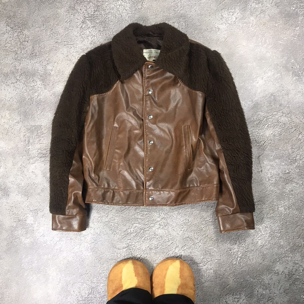Vintage Vintage 90s Y2K Leather Jacket Two Tone Streetwear Baggy M Size US M / EU 48-50 / 2 - 1 Thumbnail