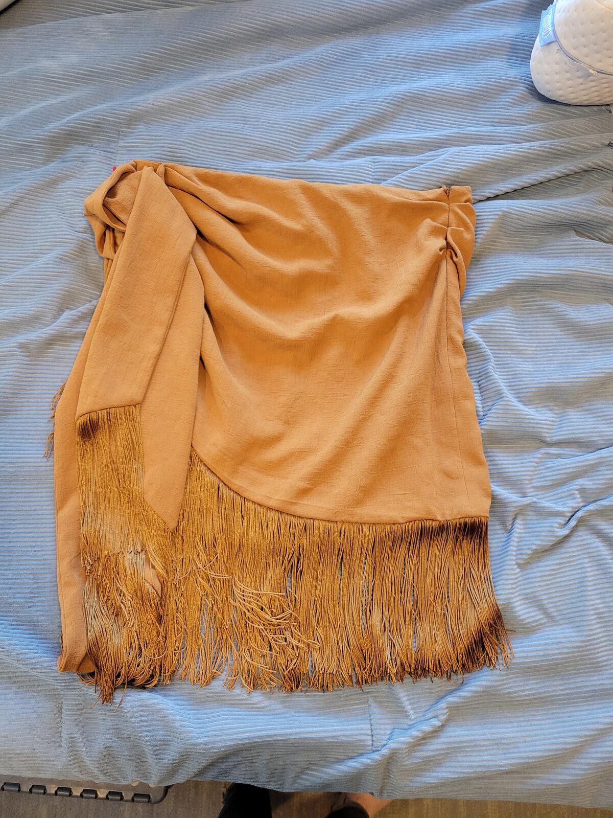 Zara ZARA Medium Brown Fringe Wrap Skirt Size 32" / US 10 / IT 46 - 1 Thumbnail