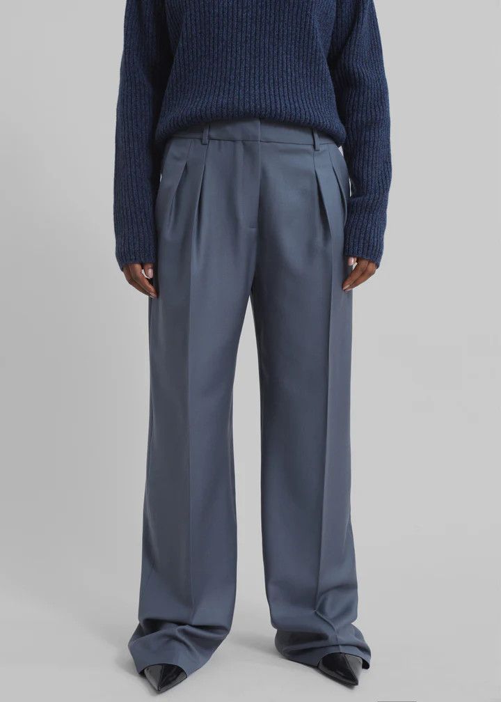 Loulou de Saison o1s22i1n1024 Sbiru Double Pleat Trousers in Grey Size 30" / US 8 / IT 44 - 4 Thumbnail