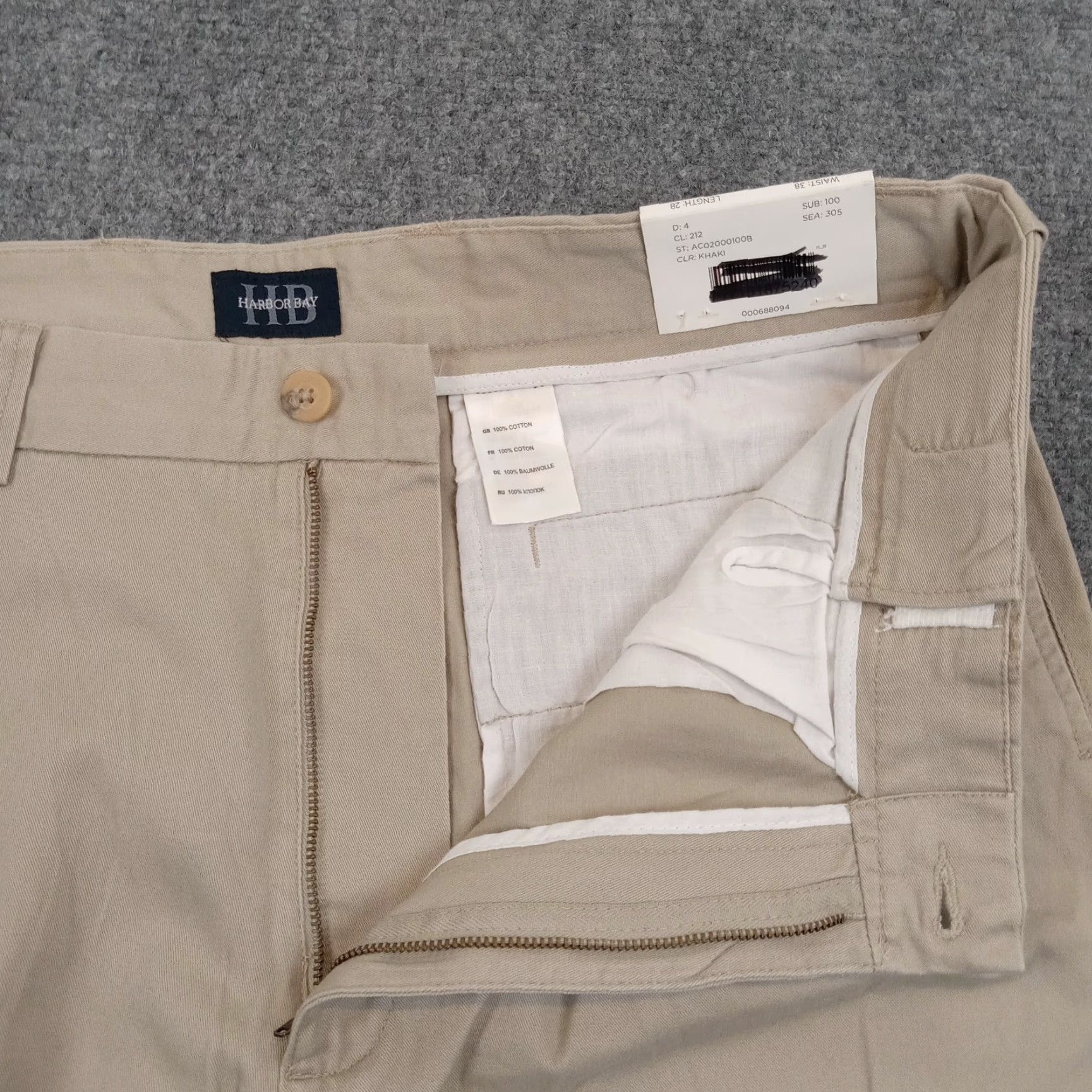 Vintage Harbor Bay Mens Chino Pants 38x28 Beige Pleated Stretch Straight Leg Casual Size US 38 / EU 54 - 6 Thumbnail