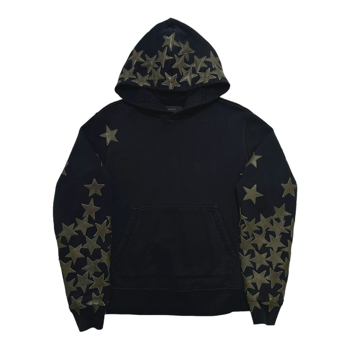 image of Amiri X Chemist Camo Leather Star Patch Hooded Sweatshirt, Men's (Size Small)