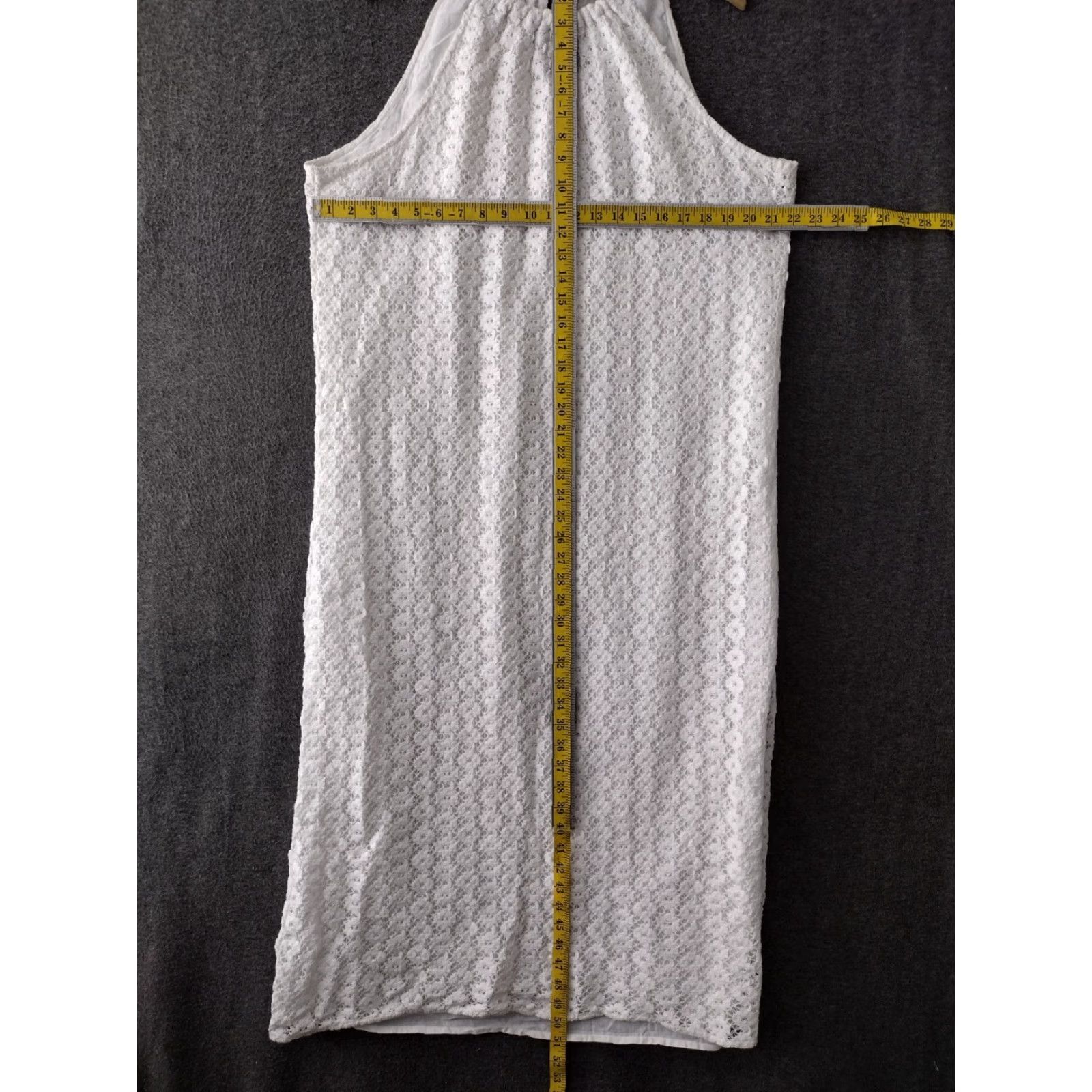 Vintage A New Day Women’s XXL White Lace Crochet Halter Dress Sleeveless Lined Cotton Midi Beach, Travel, Casual Womens Size XXL / US 16-18 / IT 52-54 - 4 Thumbnail