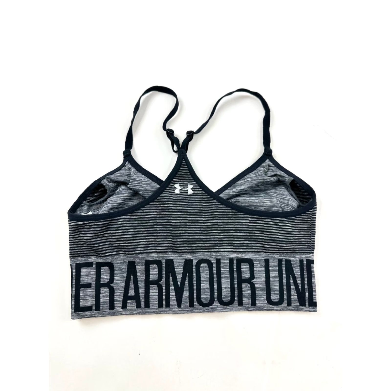 Under Armour Under Armour Sports Bra Womens Black Striped Wireless Medium Support Athleisure One Size Size ONE SIZE - 2 Thumbnail