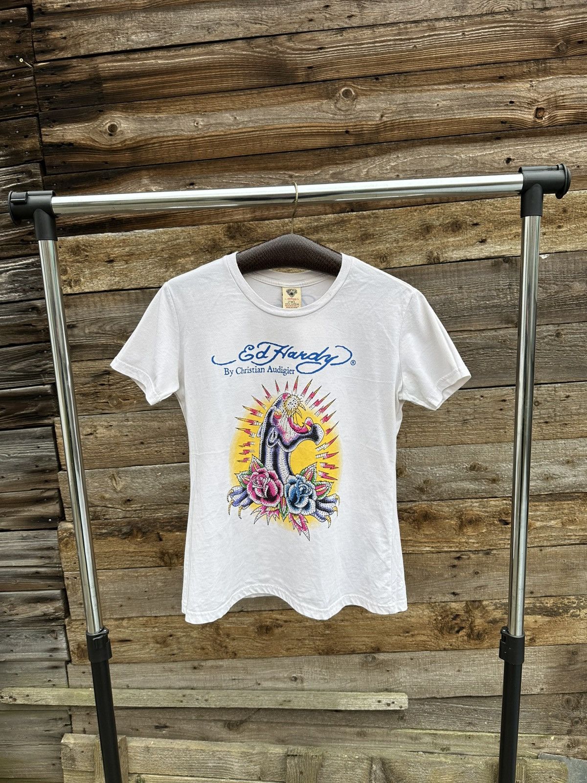 Christian Audigier × Ed Hardy × Japanese Brand Vintage Ed hardy by Christian audigier women's tee T-shirt Size XL / US 12-14 / IT 48-50 - 1 Thumbnail