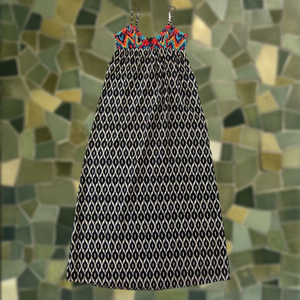 Vintage VINTAGE THML Athropologie Black Geometric V-Neck Long Maxi Tank Slip Tank Dress M Size M / US 6-8 / IT 42-44 - 1 Thumbnail