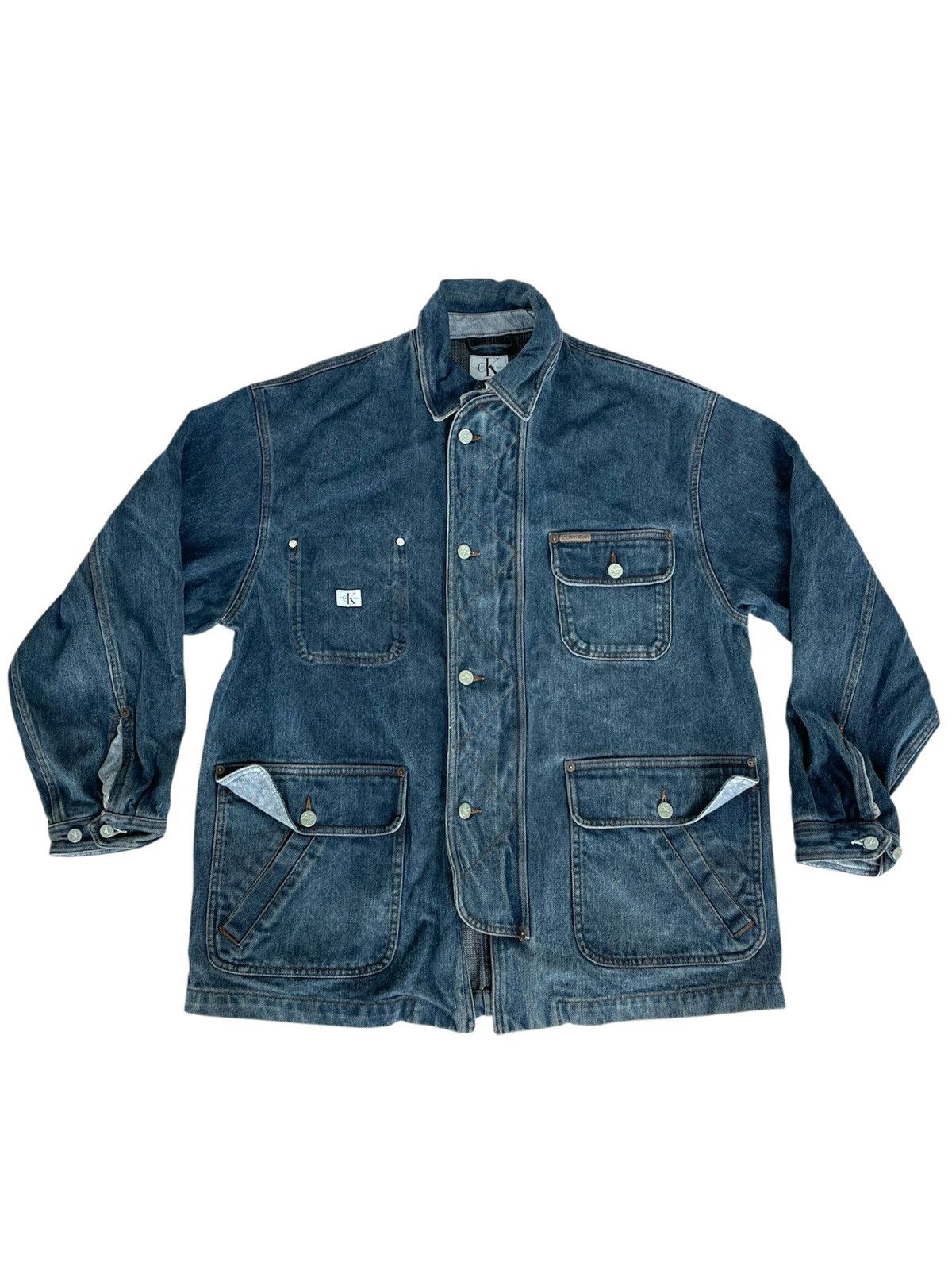 Calvin Klein × Vintage CALVIN KLEIN Vintage 90’s Denim Chore Jacket M Size US M / EU 48-50 / 2 - 1 Thumbnail