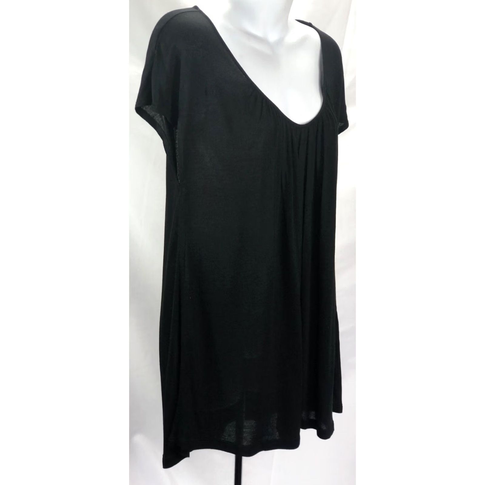 Old Navy Old Navy Blouse S Black Pleated Scoop Cap Sleeve Rayon Whimsy Gothic Capsule Shirt Womens Size S / US 4 / IT 40 - 2 Thumbnail