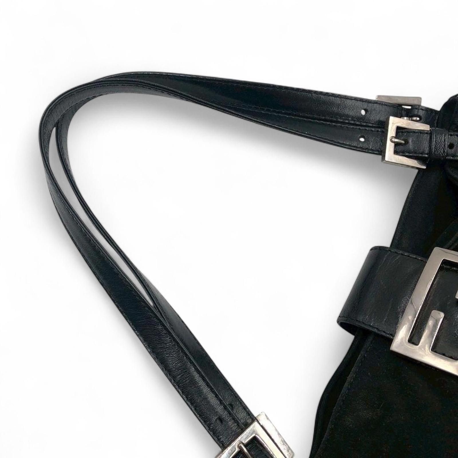 Fendi Fendi - Black Shoulder Bag Silver Buckle Detail Size ONE SIZE - 6 Thumbnail