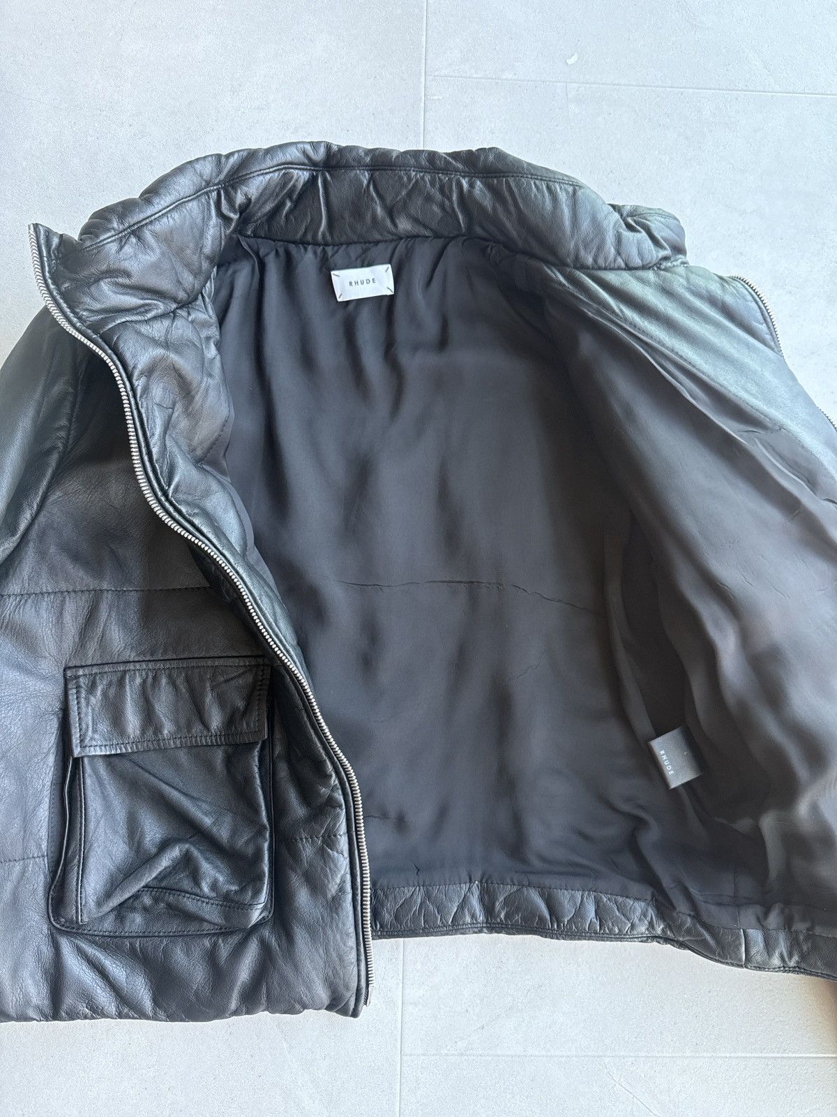 Rhude Rhude black leather puffer jacket sz L Size US L / EU 52-54 / 3 - 4 Thumbnail