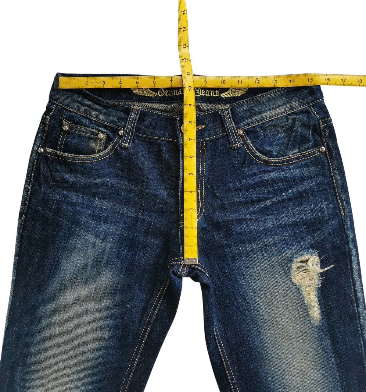 Japanese Brand Gennaro Italia Distressed Flare Denim, Kapital Inspired Size US 31 - 14 Thumbnail