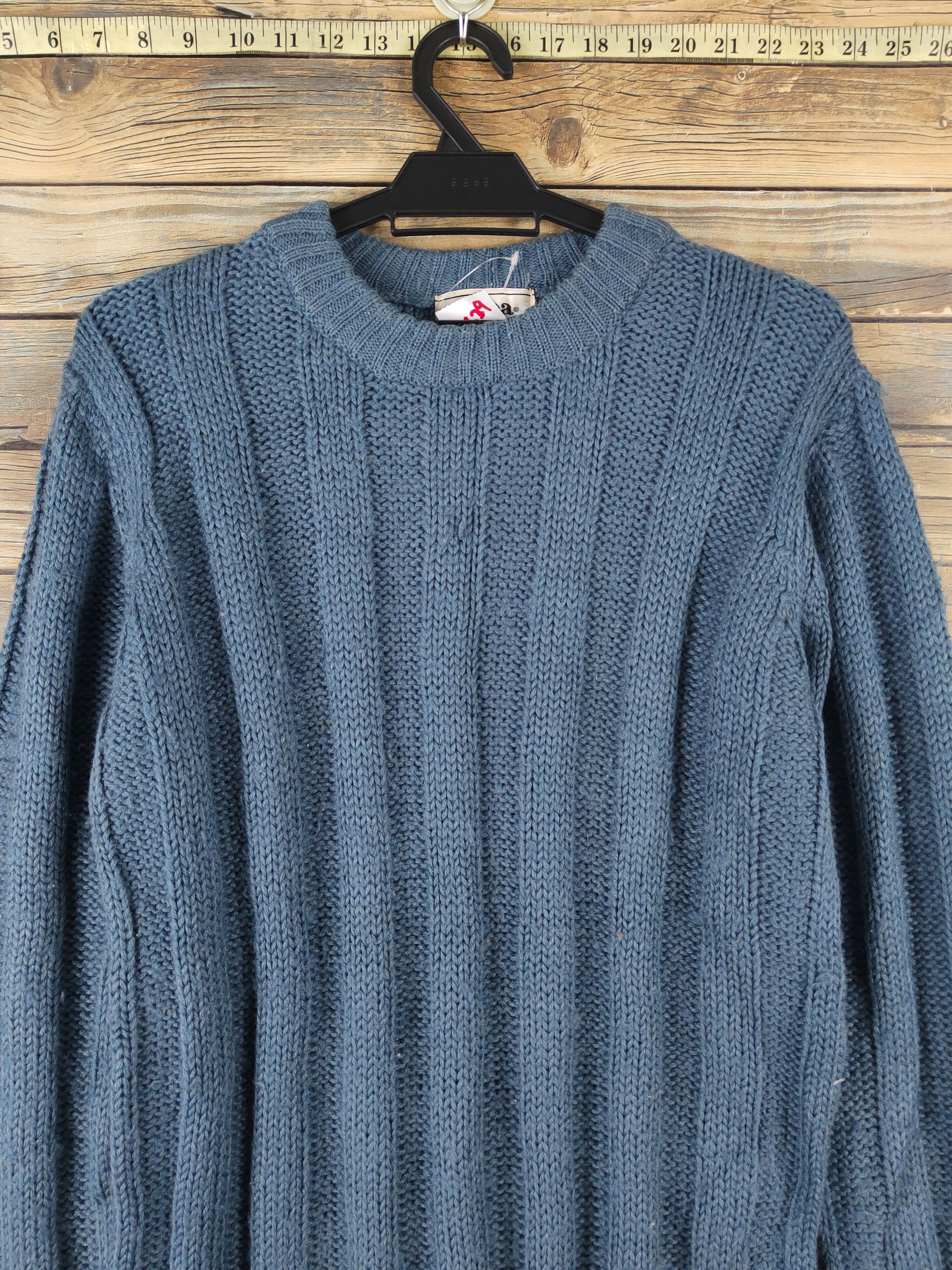 Aran Isles Knitwear Jolpa Dark Blue cable Knitwear Sweatshirts #W1639 Size US L / EU 52-54 / 3 - 2 Thumbnail