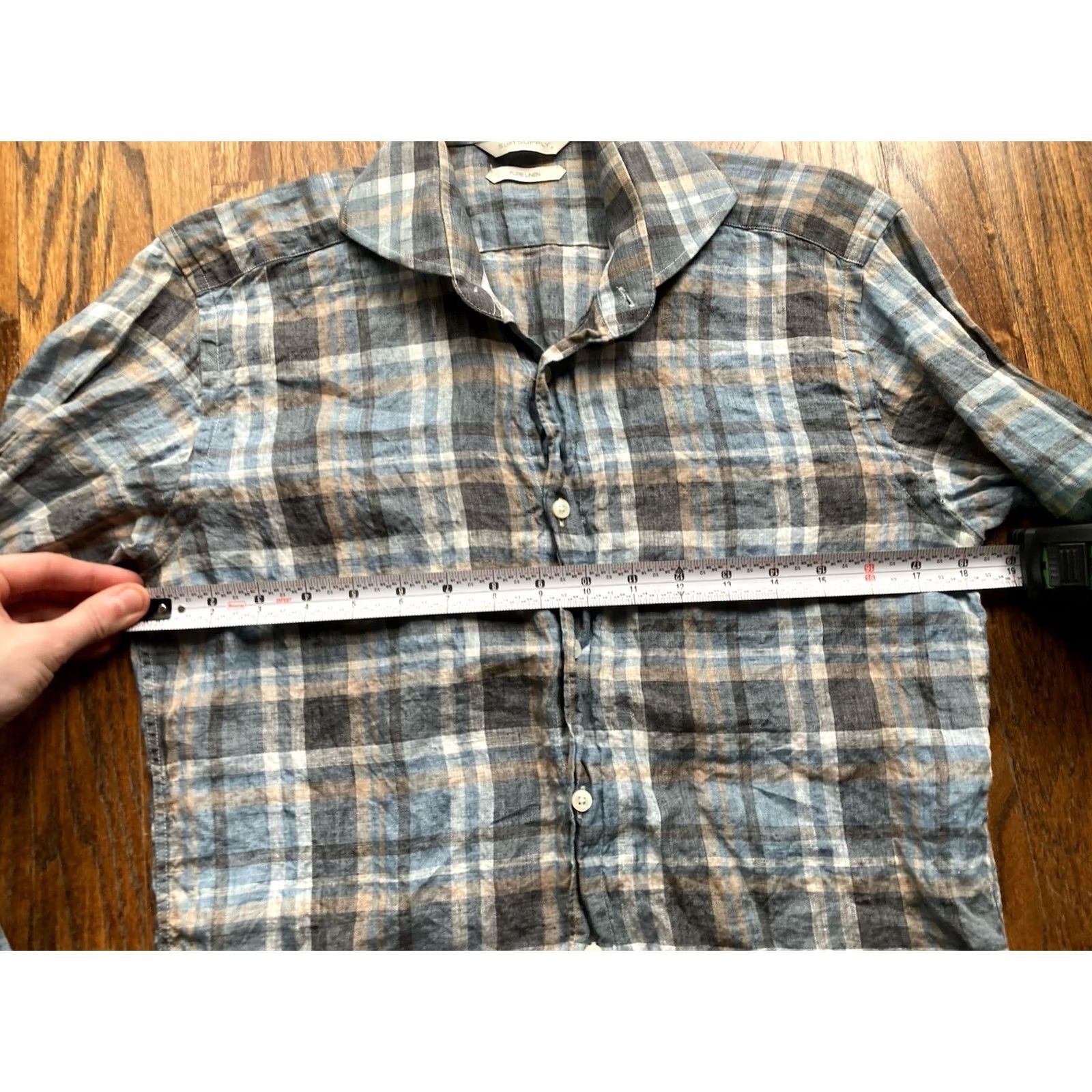 Suitsupply Suitsupply Linen Shirt Mens 14.5 14.5 Plaid Button Up Long Sleeve Dress Shirt Men Multicolor Linen Shirt Size 40R - 3 Thumbnail