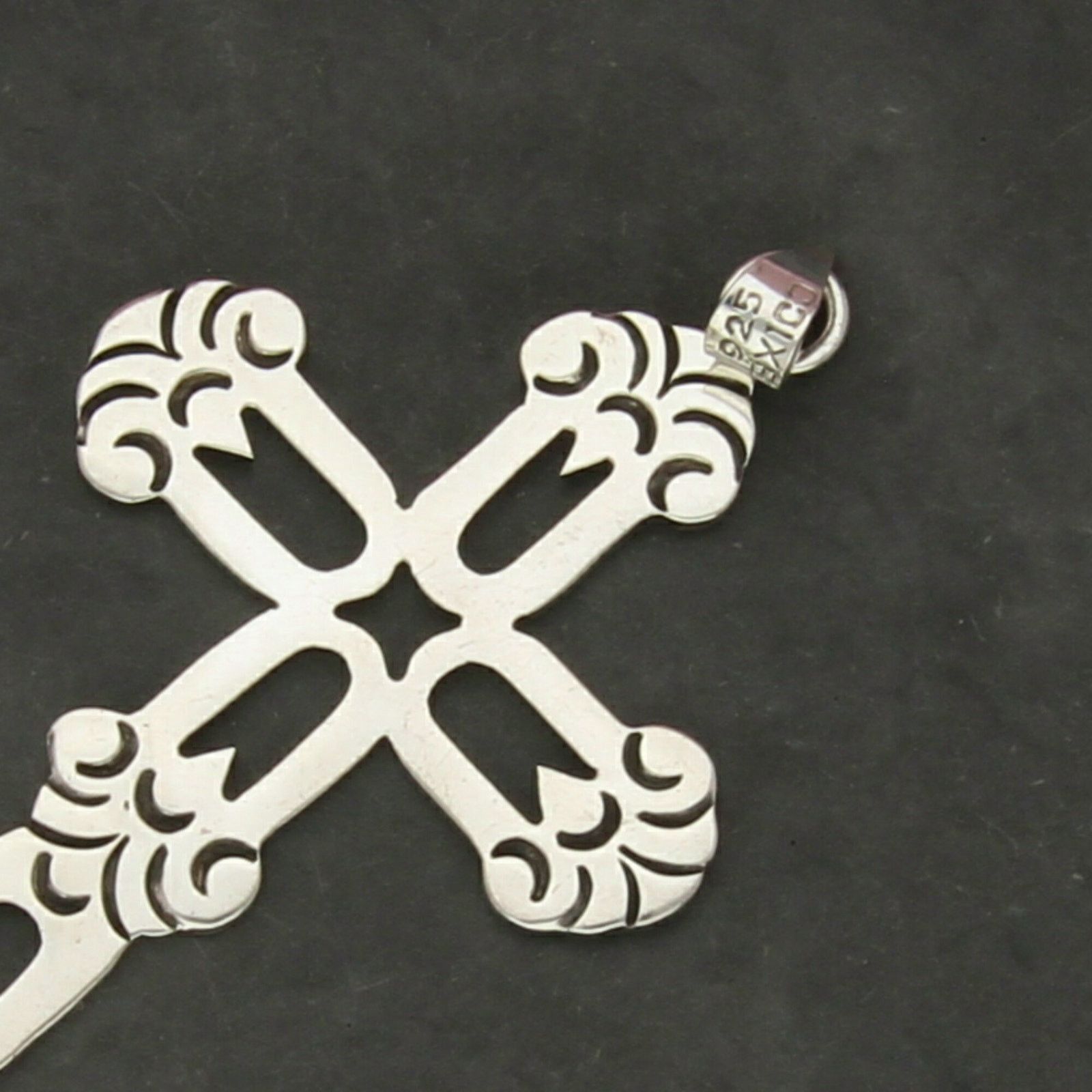 Sterling Silver taxco mexico sterling silver large cross pendant Size ONE SIZE - 3 Thumbnail