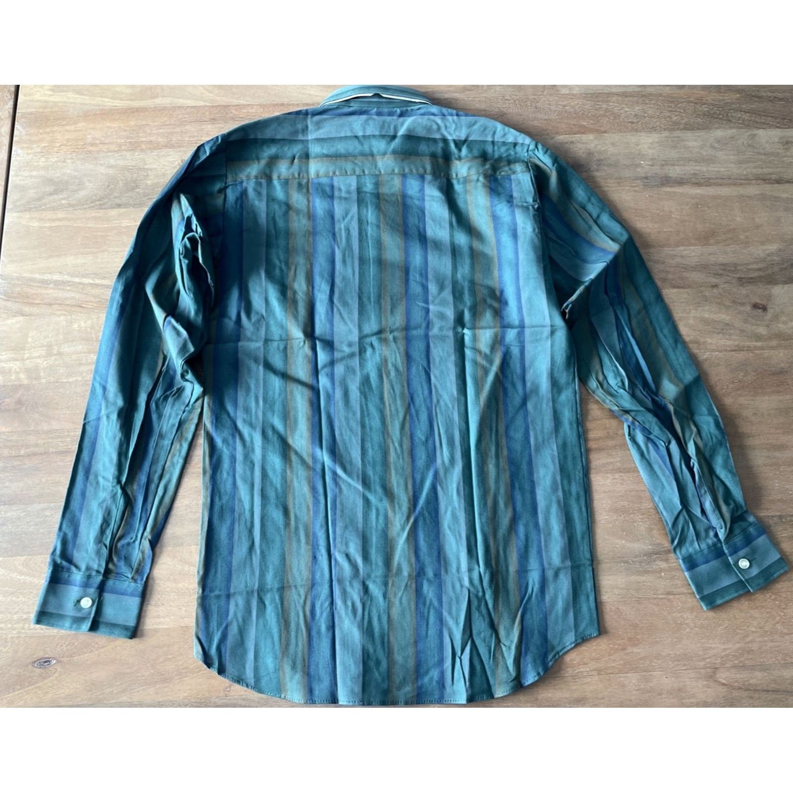 Vintage VINTAGE Ely & Walker Shirt Mens 18 Slim Fit Cotton 1950s Green Rockabilly Button-Front Long Sleeve Size US XXL / EU 58 / 5 - 3 Thumbnail