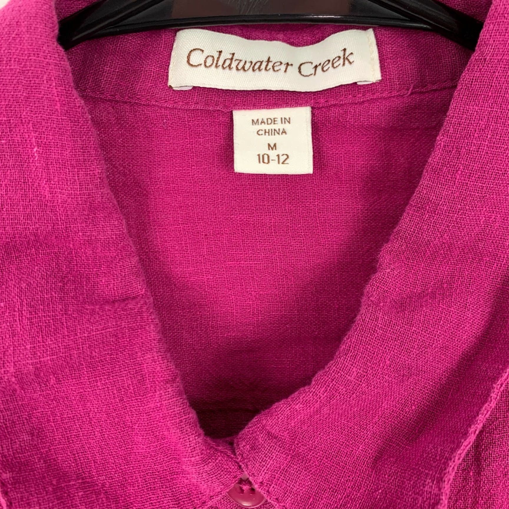 Coldwater Creek VINTAGE Coldwater Creek Roll Sleeve Fuchsia Linen Blend Button Shirt Blouse Medium 10-12 Size M / US 6-8 / IT 42-44 - 3 Thumbnail