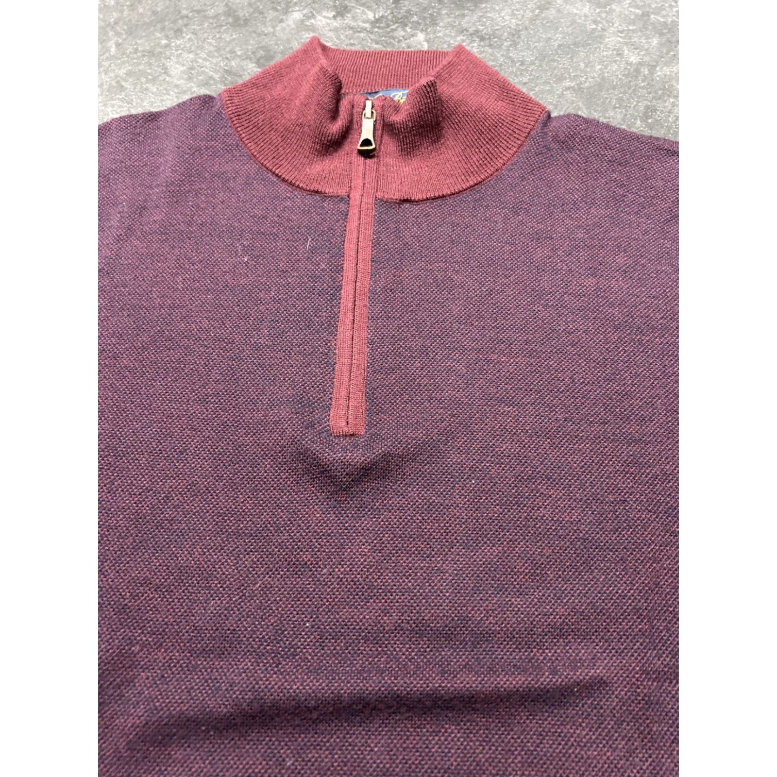 Brooks Brothers Brooks Brothers Men's L Sweater 1/4 Zip Pullover Wool Merino Knit Burgundy Regular Size L Mock Neck Zip Machine Washable Casual Golf Mens Size US L / EU 52-54 / 3 - 3 Thumbnail
