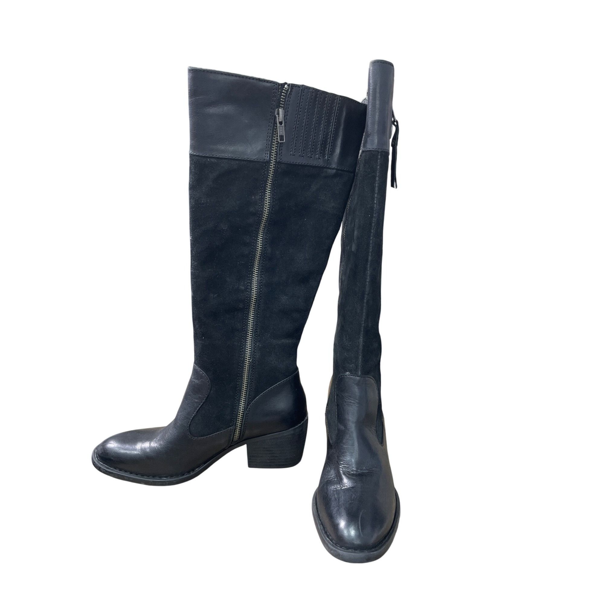 Born Born Womens Black Leather Suede Knee High Boots Size 7M SKU Size US 7 / IT 37 - 2 Thumbnail