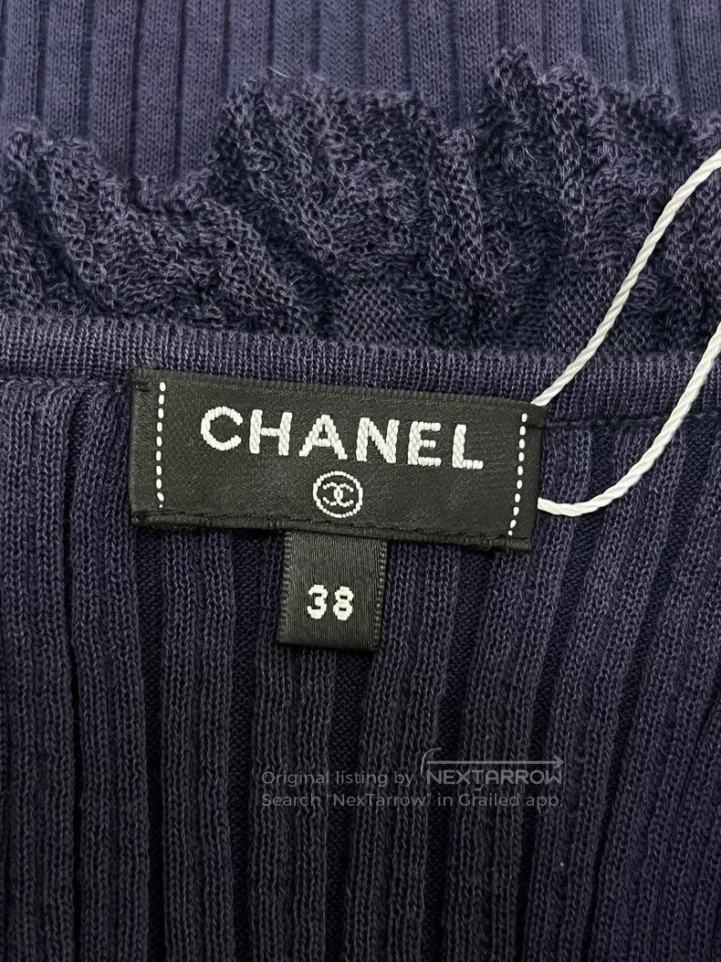 Chanel Chanel 20P dark blue lace-up ruffle knitted vest Size XS / US 0-2 / IT 36-38 - 3 Thumbnail