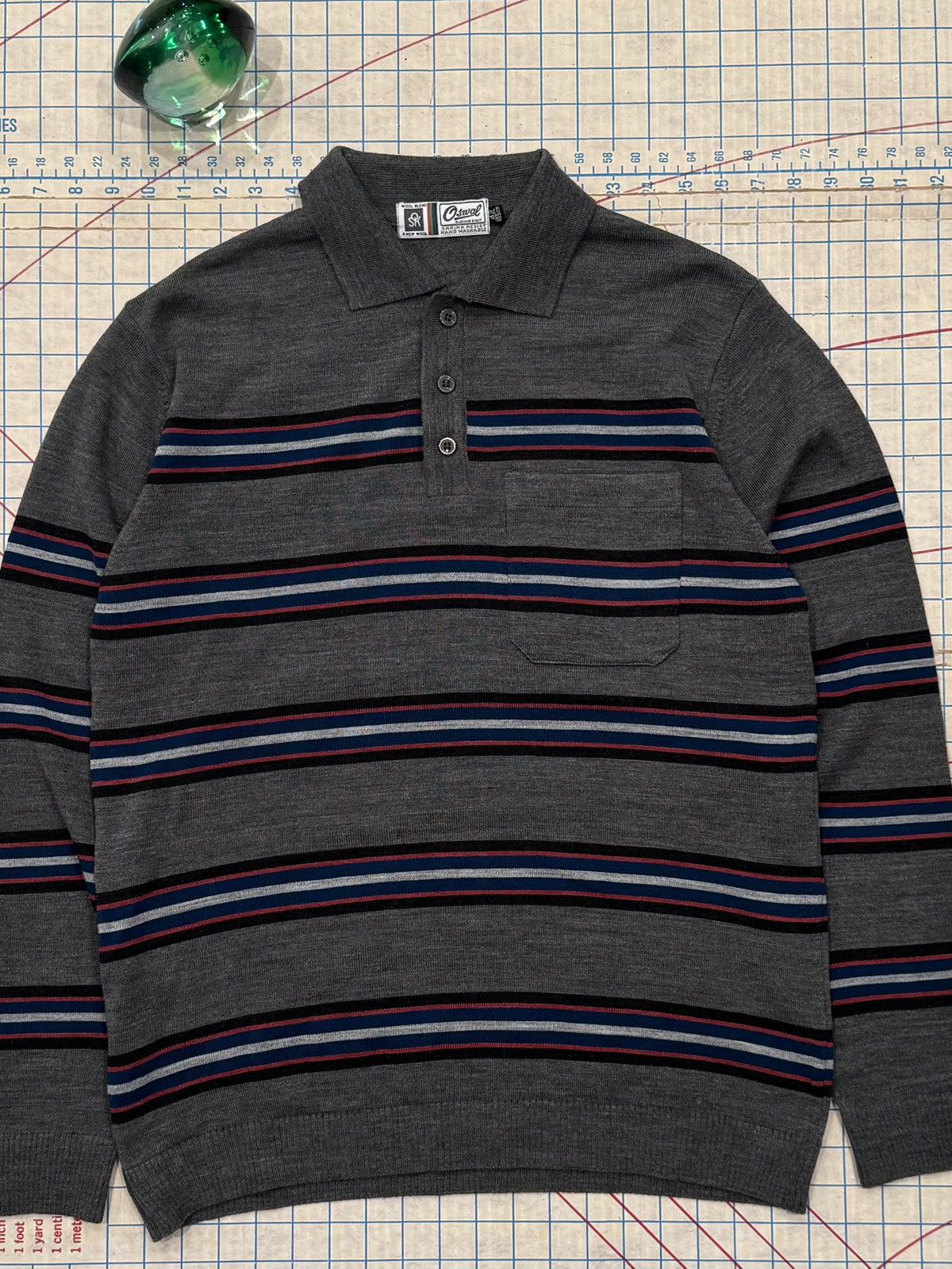 Vintage Vintage Oswal Sudhir Knit Wool Blend Polo Shirt L/S Medium Size US M / EU 48-50 / 2 - 2 Thumbnail