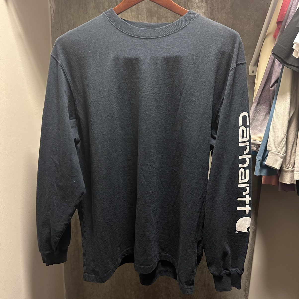 Carhartt Long Sleeve T-Shirt Navy Blue Mens Large Original