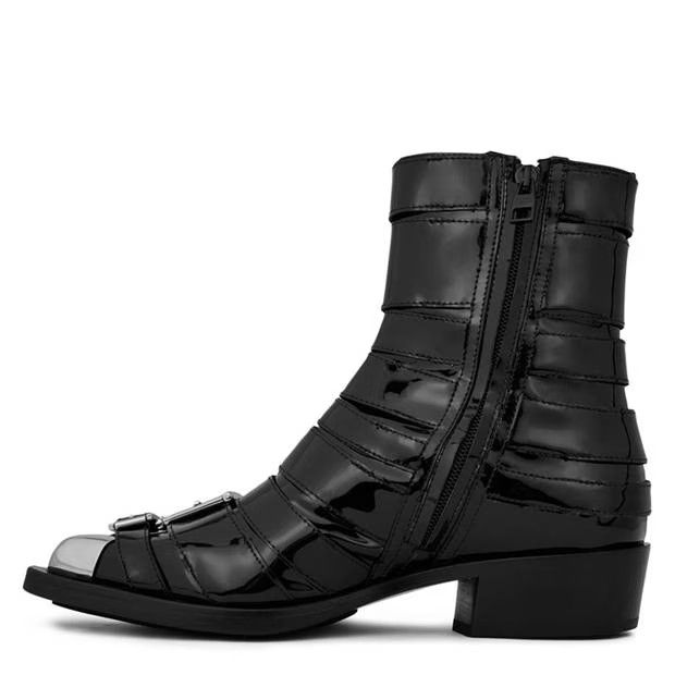 Alexander McQueen o1g2r1mq0824 Punk Buckle Boots in Black & Silver Size US 8 / IT 38 - 2 Thumbnail