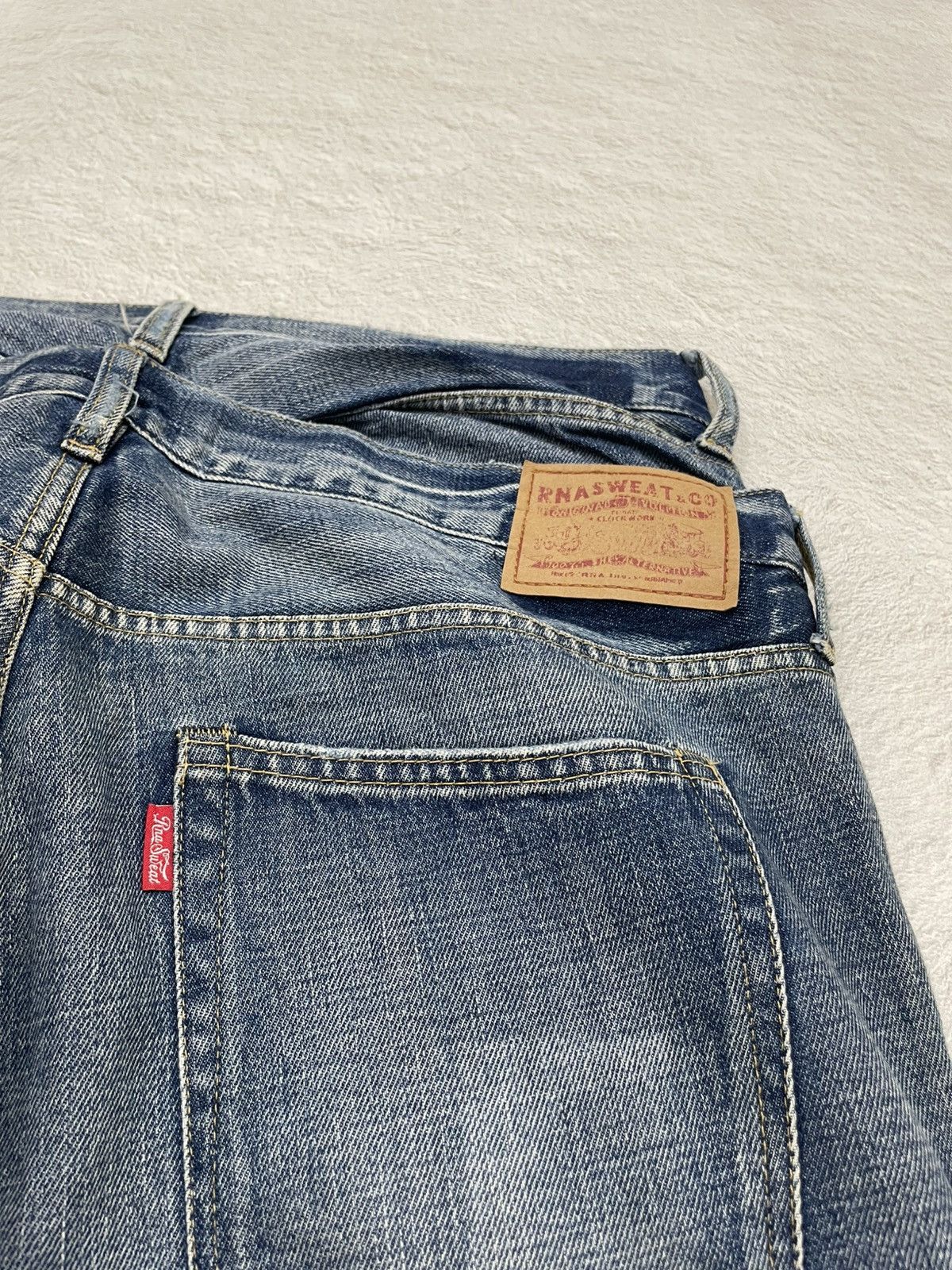 Japanese Brand 2000s Rnasweat Double Waist Distressed Button Fly Y2K Size US 34 / EU 50 - 8 Thumbnail