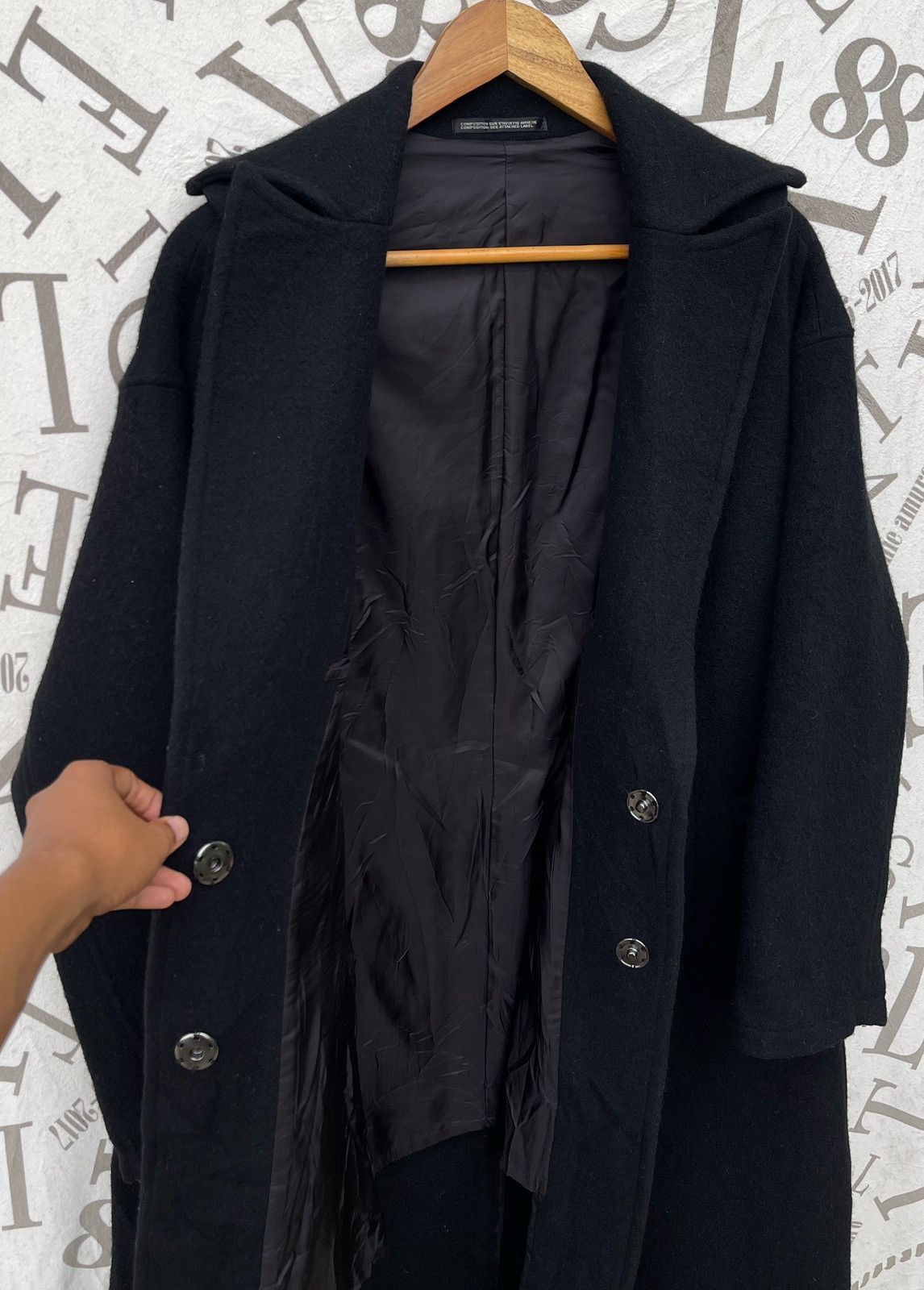 Yohji Yamamoto 🔥 A/W 2009 YOHJI YAMAMOTO WOOL OVER-COAT RARE DESIGN Size US M / EU 48-50 / 2 - 18 Thumbnail