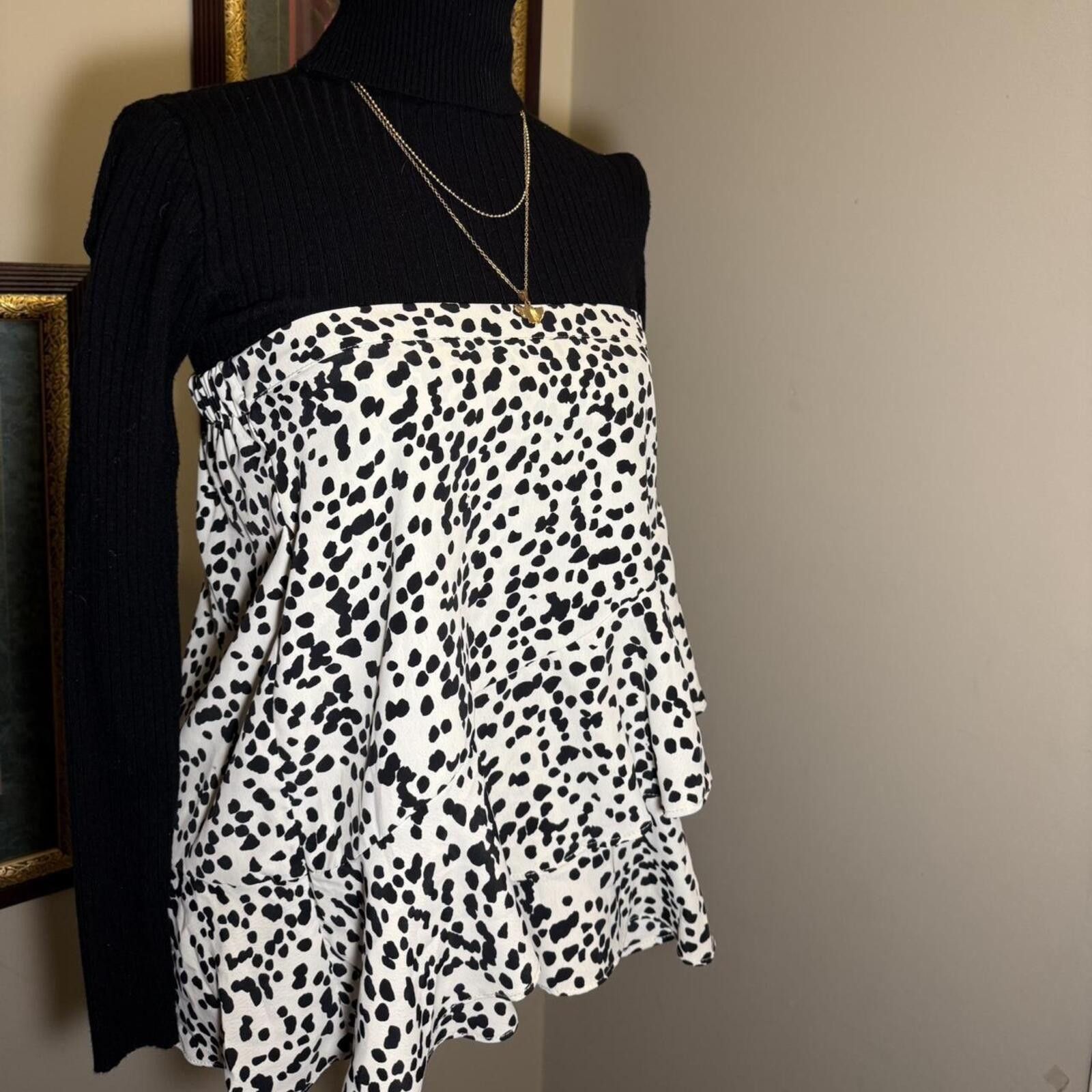 Other Black and white spotted mini skirt with ruffle hem Size 28" / US 6 / IT 42 - 4 Thumbnail