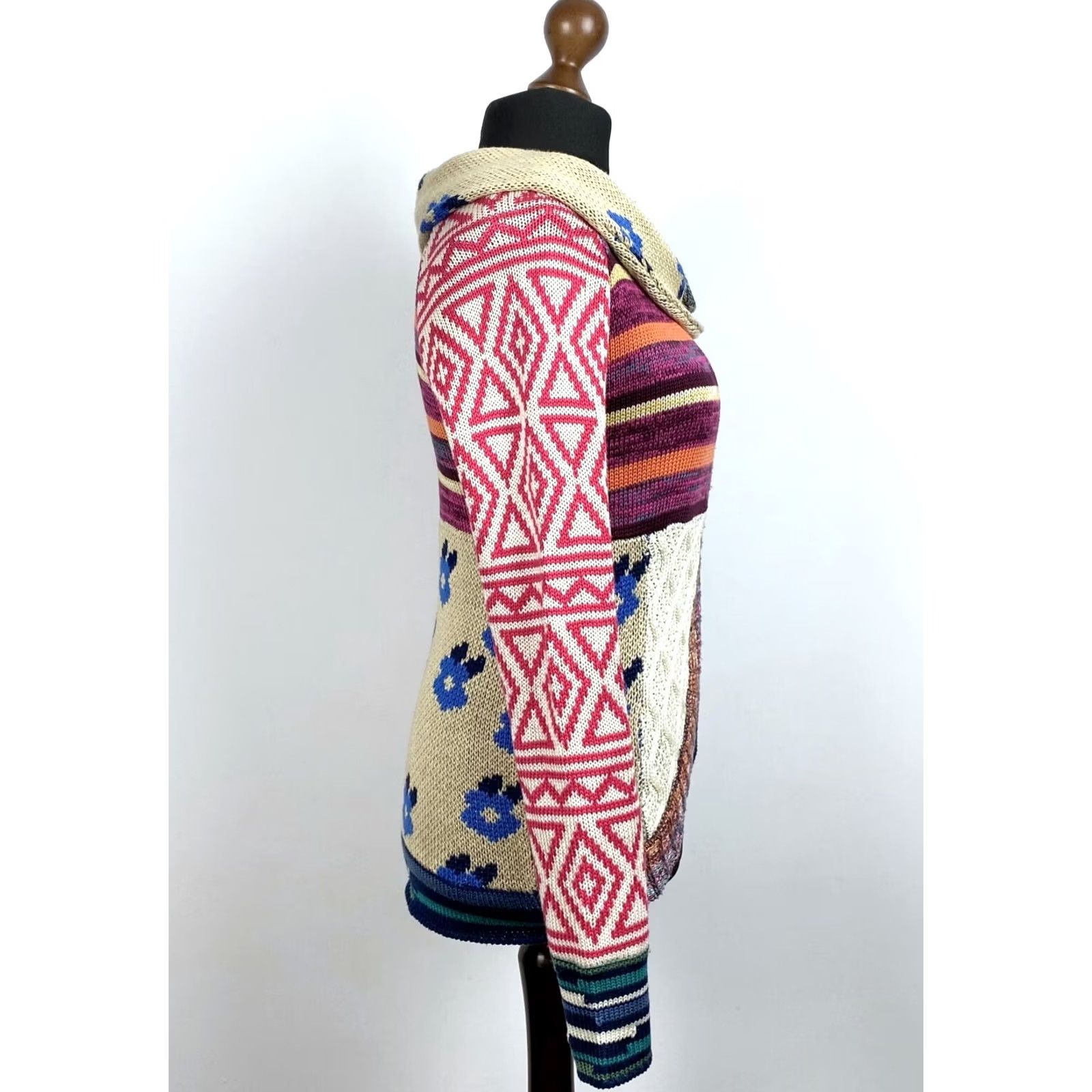 Desigual Desigual Cardigan Jumper Women's M Multicoloured Round Neck Pullover Knitwear Size M / US 6-8 / IT 42-44 - 2 Thumbnail