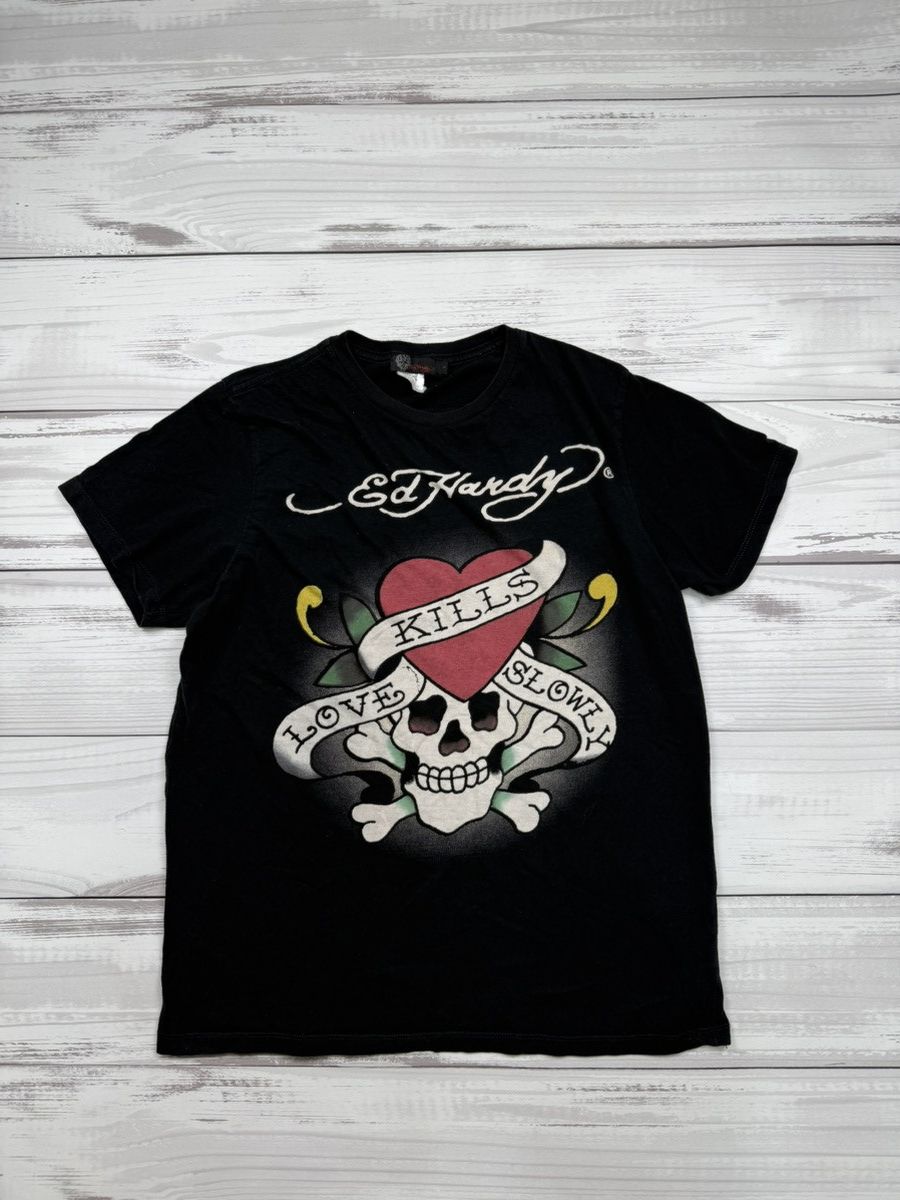 Ed Hardy Vintage Ed Hardy Brown T-Shirt Size US L / EU 52-54 / 3 - 1 Thumbnail
