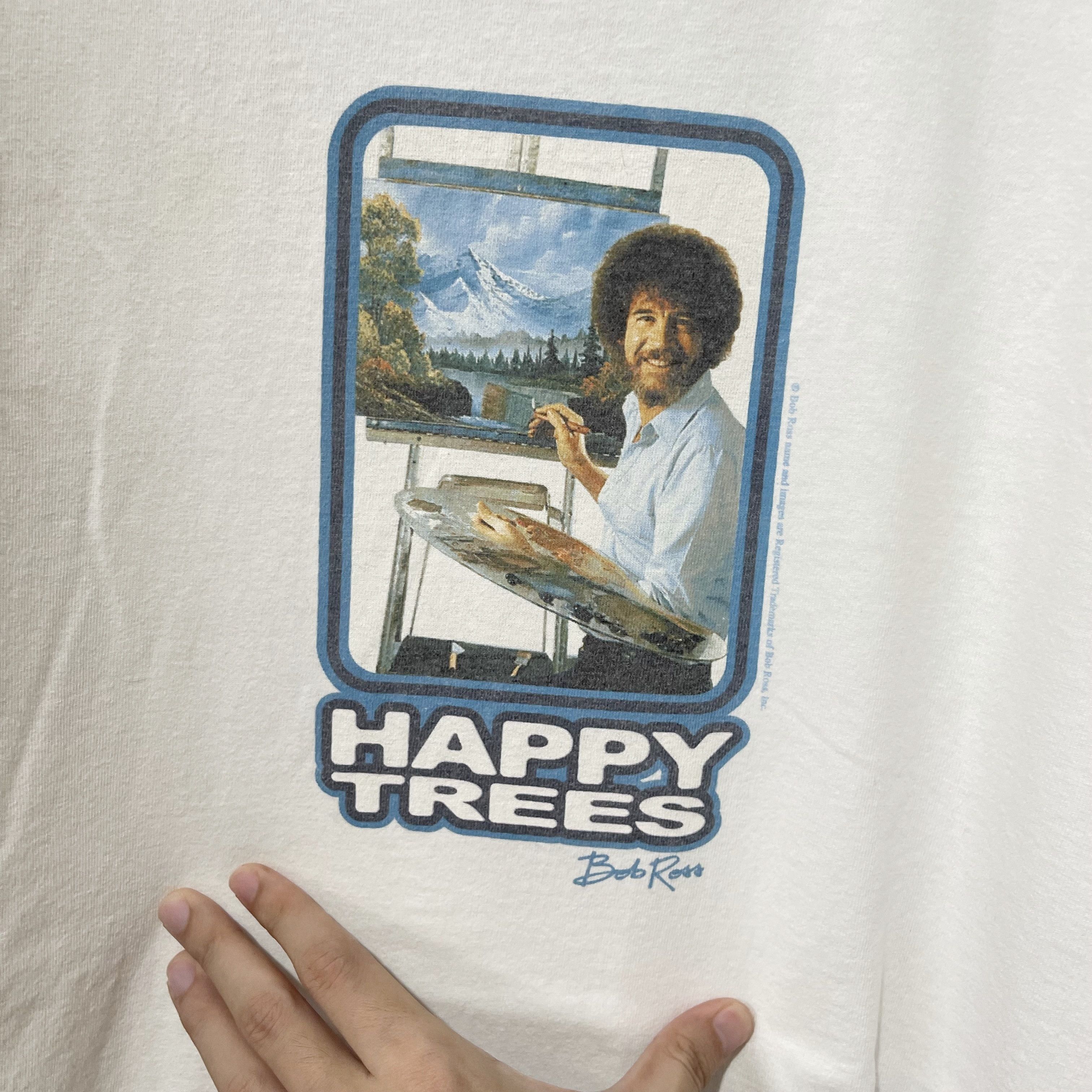Arts & Science Vintage Bob Ross “Happy Trees” Ringer T-Shirt Size US XL / EU 56 / 4 - 2 Thumbnail