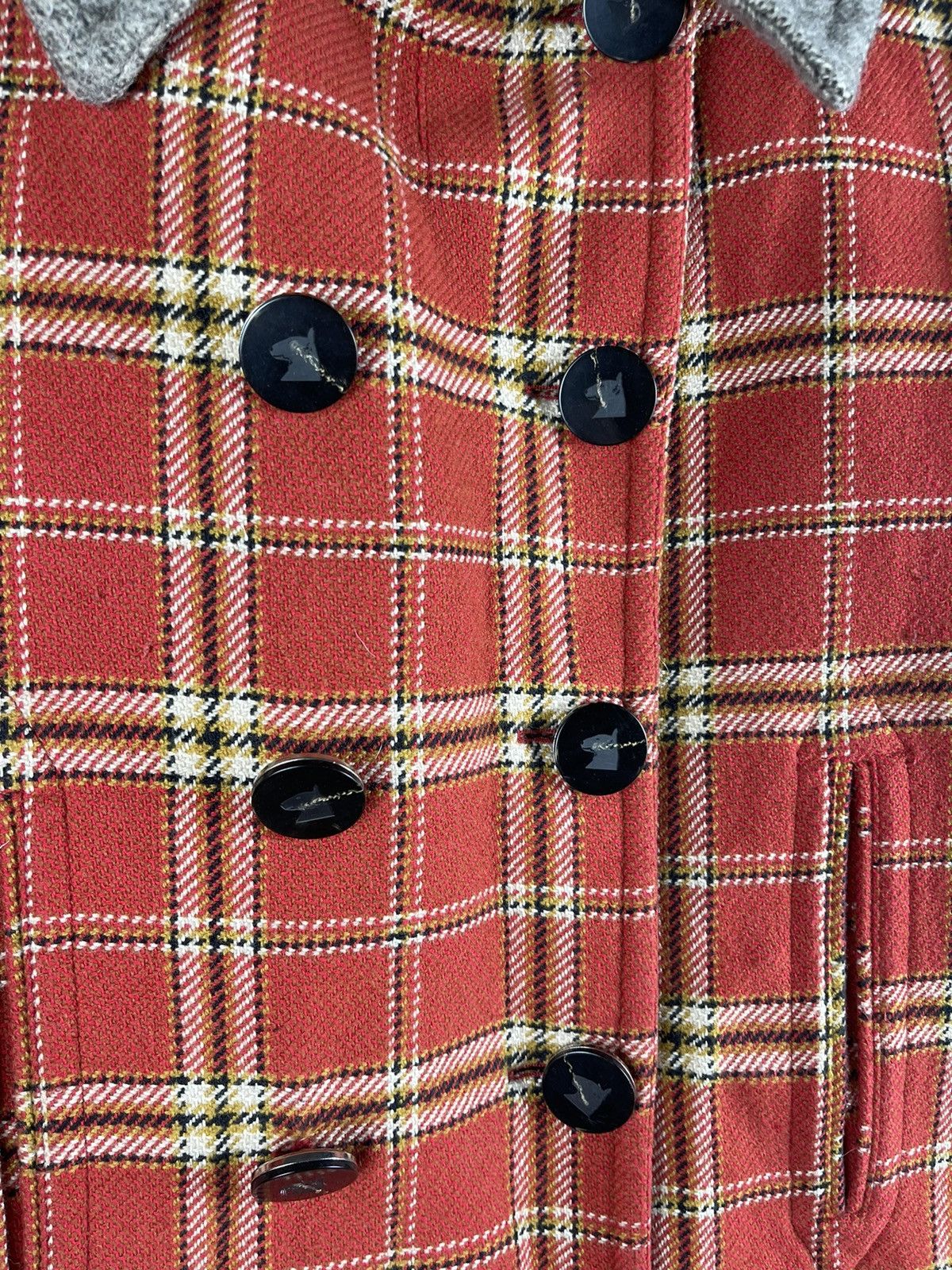 Montecore Montecore Plaid Wool Coat Red Checkered Breasted Overcoat Size M / US 6-8 / IT 42-44 - 6 Thumbnail