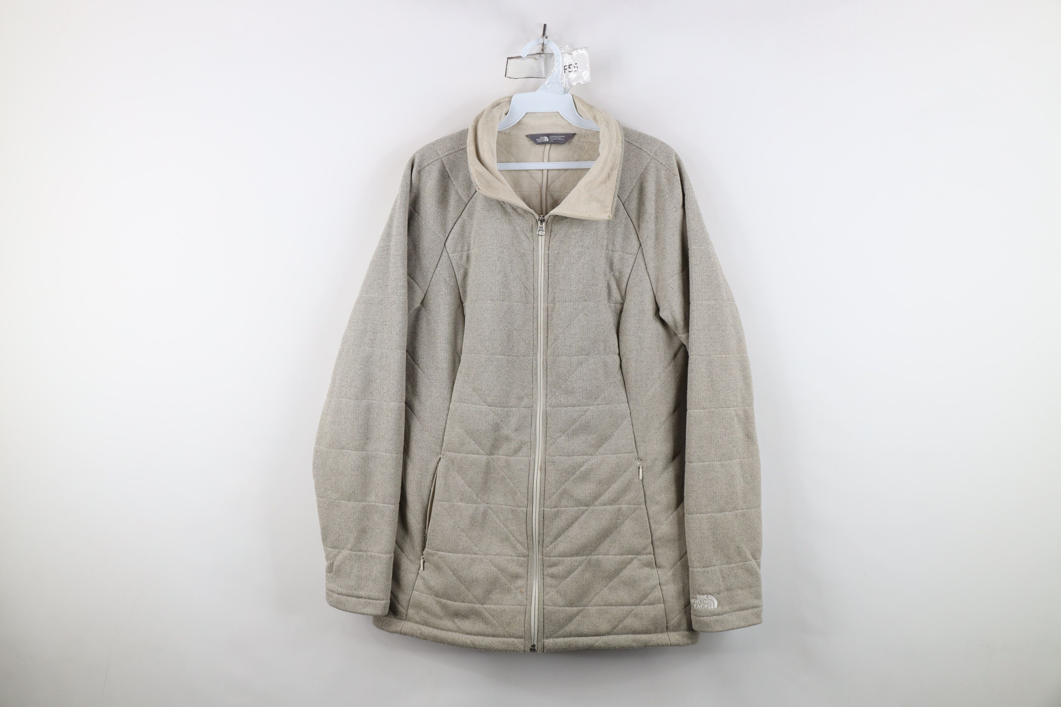 The North Face The North Face Spell Out Quilted Zip Fleece Jacket Beige Size L / US 10 / IT 46 - 1 Thumbnail