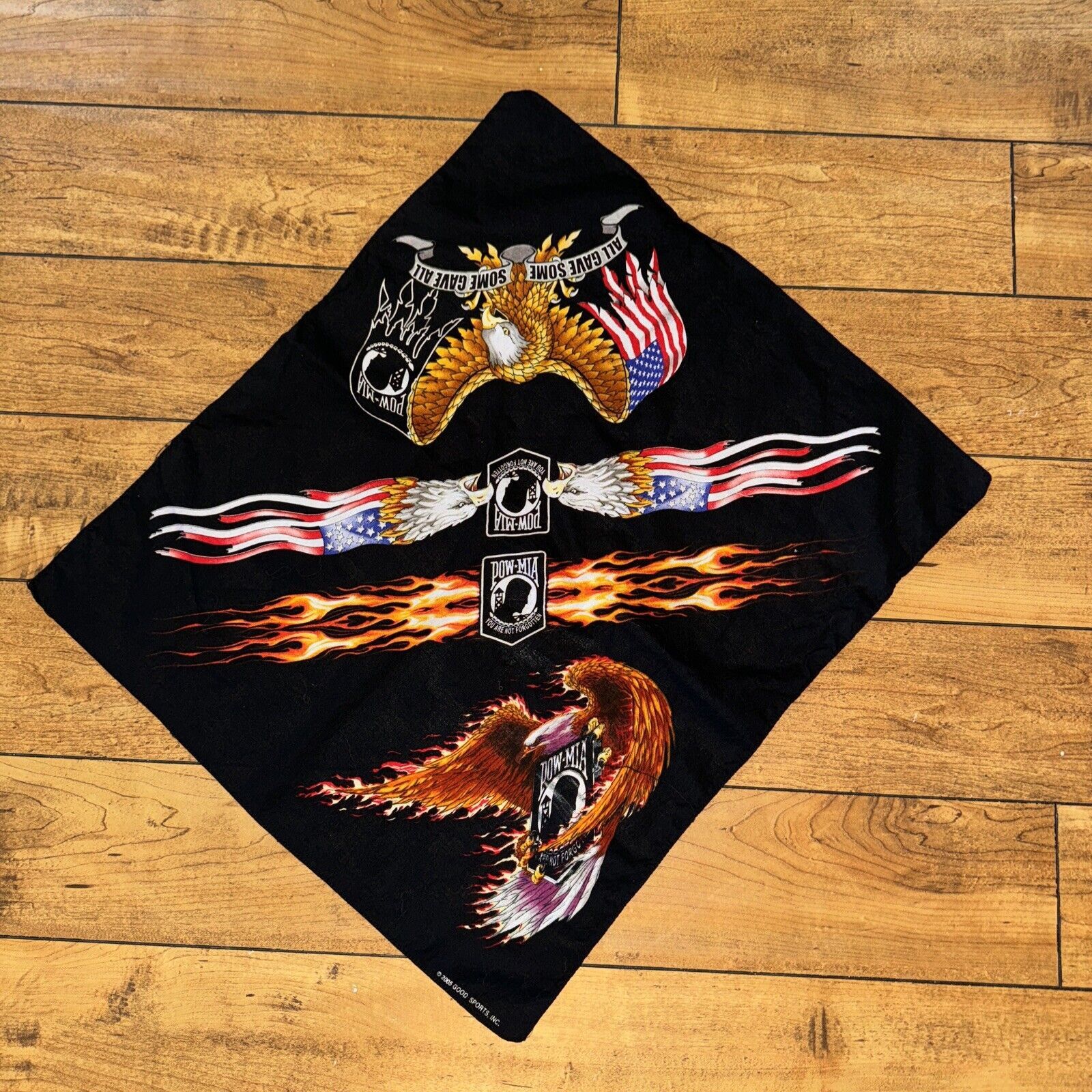 Japanese Brand × Vintage Vintage POW MIA Bandana Flames America Eagle Black Size ONE SIZE - 1 Thumbnail