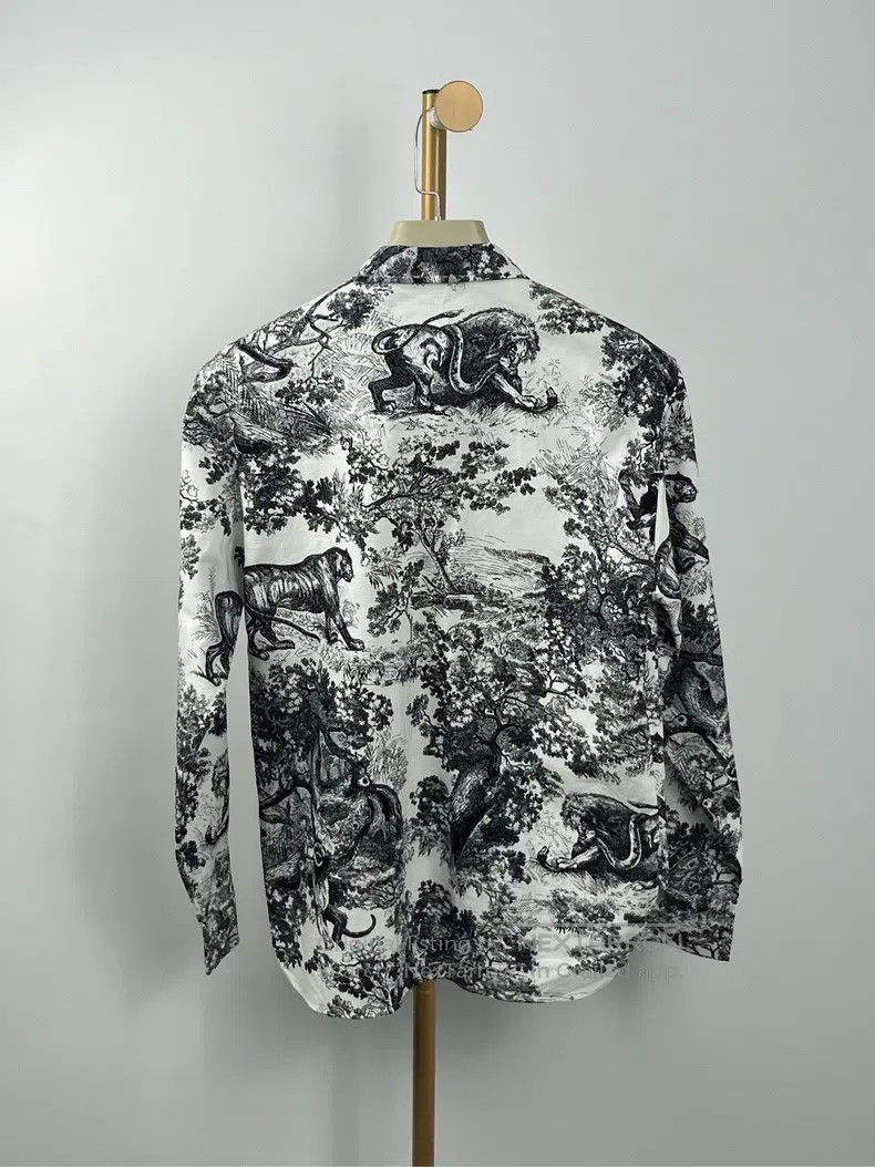 Dior Dior White full printed pattern long-sleeved shirt Size XXS / US 00 / IT 34 - 2 Thumbnail