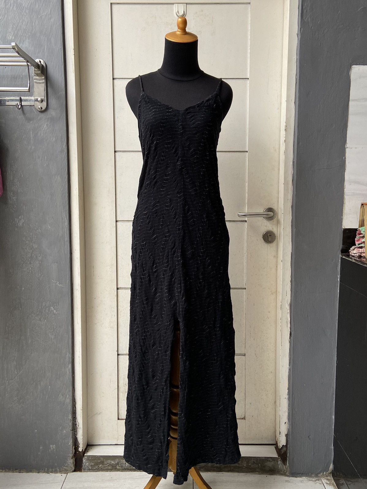 image of Miharayasuhiro Black Patterned Long Dress, Women's (Size Small)