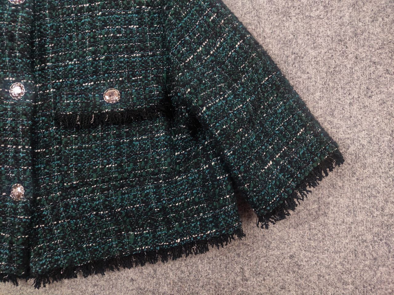 Maje Maje Frayed Cropped metallic boucle-tweed Blazer Jacket Size S / US 4 / IT 40 - 7 Thumbnail