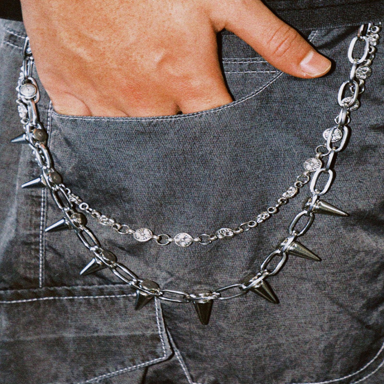 Jewelry Double Layered Silver Wallet Chain Belt Size ONE SIZE - 3 Thumbnail