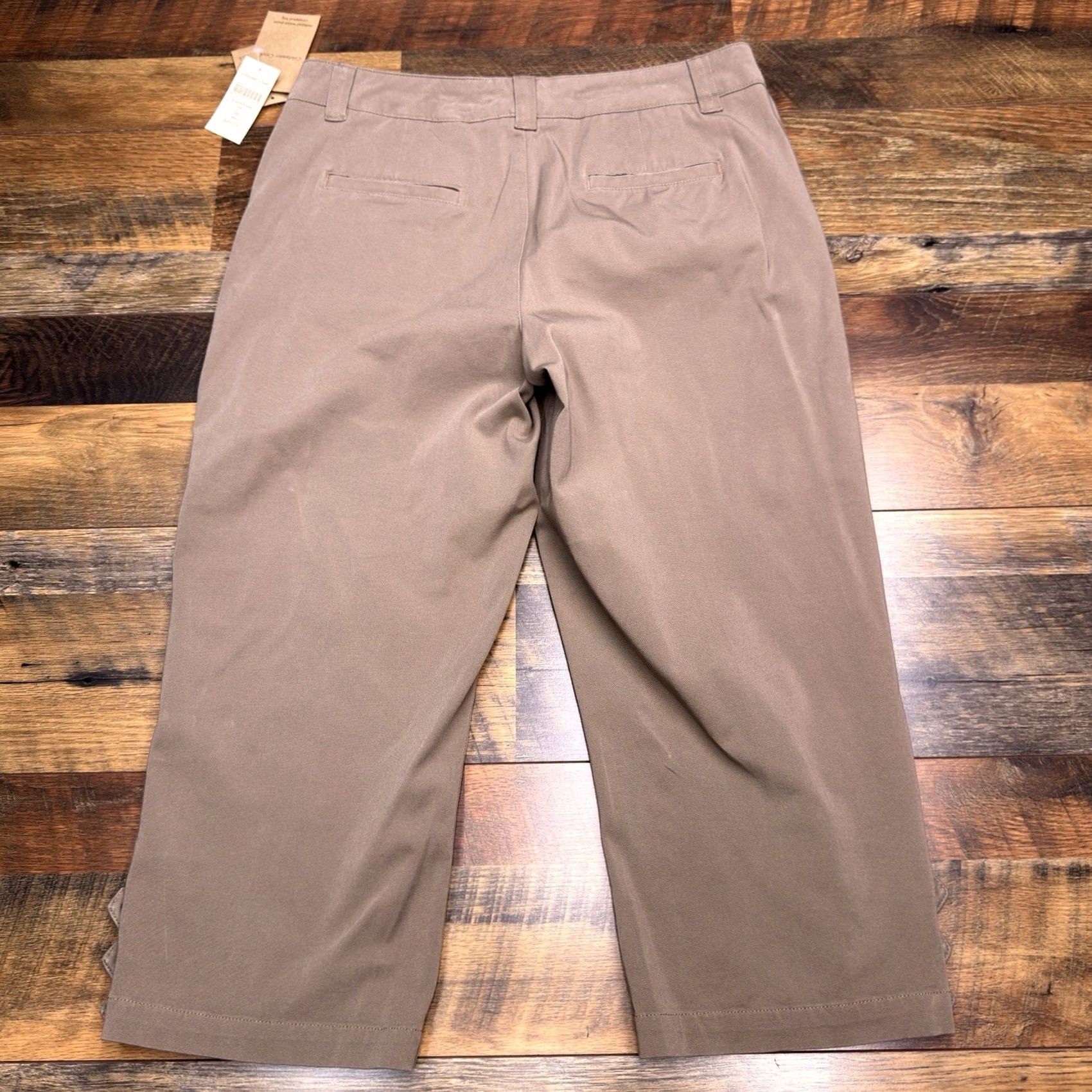 Coldwater Creek Coldwater Creek Cropped Pants Womens 10 Tan Twill Stretch Flat Front Zip Button Straight Leg Cotton Spandex NWT Vintage No Size 32" / US 10 / IT 46 - 2 Thumbnail