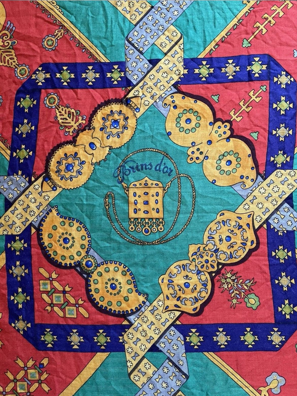 Hermes Hermes Brins D’or Julia Abadie 1982 Blanket Cashmere Scarf Size ONE SIZE - 8 Thumbnail