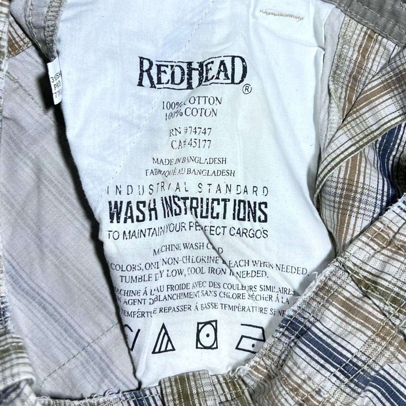 Vintage RedHead Redhead Beige Brown Navy Blue Check Cotton Cargo Shorts 36 Mens Belt Zip Fly Casual Cargo Pocket Multicoloured 90s? Size US 36 / EU 52 - 4 Thumbnail