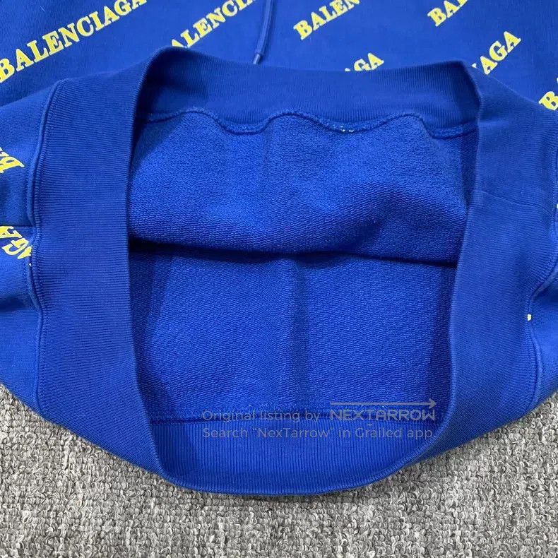 Balenciaga Balenciaga Blue Full Print Barrage Hoodie Sweatshirt Size US L / EU 52-54 / 3 - 6 Thumbnail