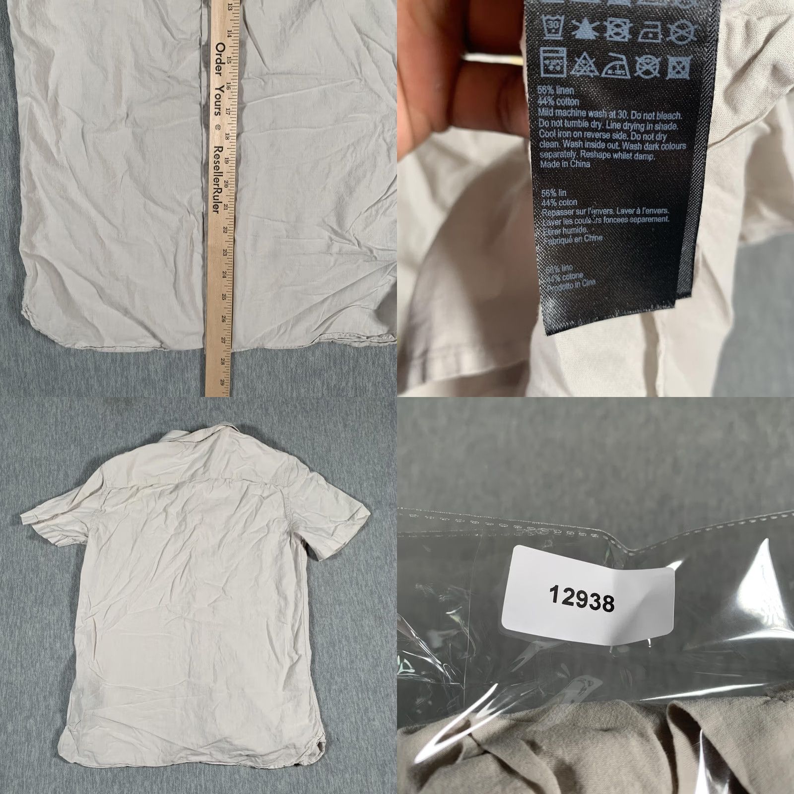 Allsaints AllSaints Shirt Mens Small Beige Linen Cotton Short Sleeve Button Front Casual Size US S / EU 44-46 / 1 - 8 Thumbnail