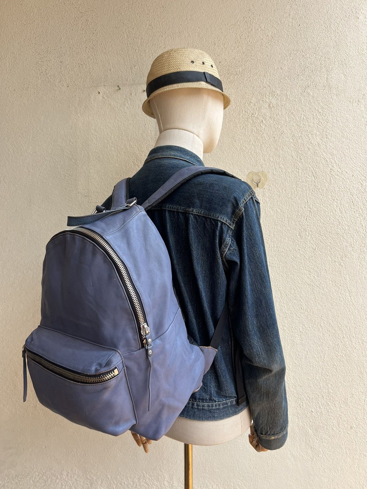 Leather And A Japan Distressed Patina Cowhide Leather Backpack Bag Size ONE SIZE - 4 Thumbnail