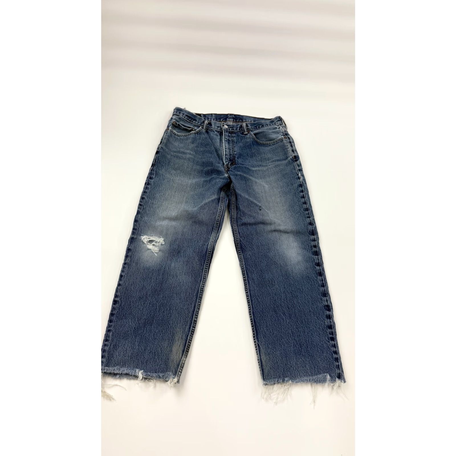 Levi's Levi's Jeans 36x30 Blue Denim Distressed Double Stitch Raw Hem Outdoor 550 5-Pocket Button Mens Size US 36 / EU 52 - 2 Thumbnail