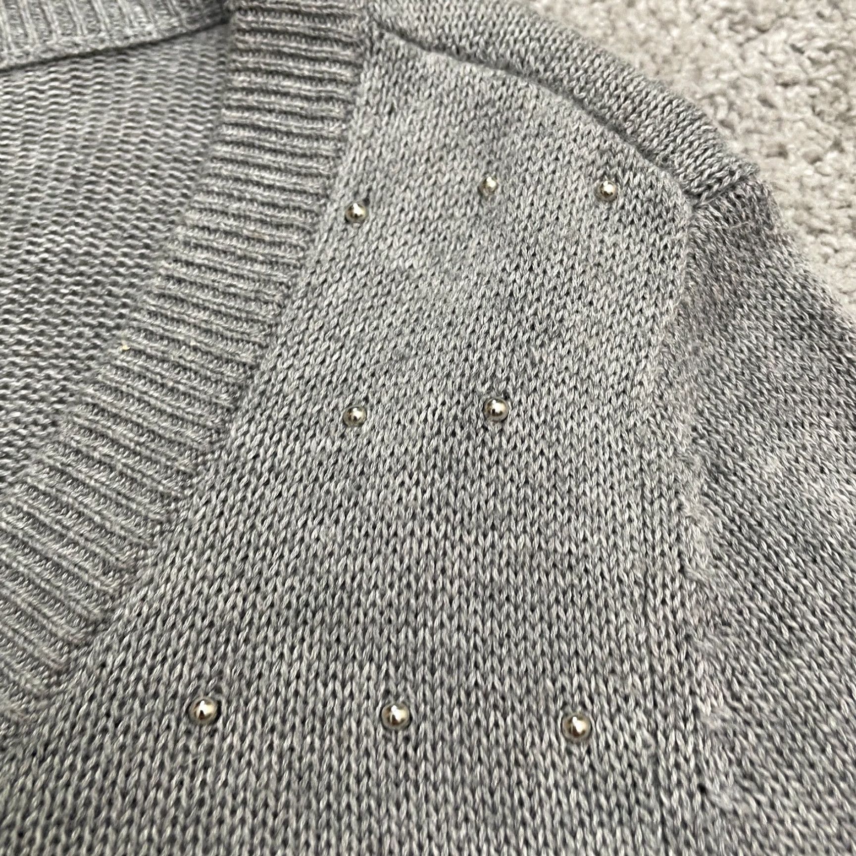Talbots VINTAGE Talbots Women's Cardigan Sweater Full Zip Studded Knit Plus 1X Gray Casual Size XL / US 12-14 / IT 48-50 - 4 Thumbnail