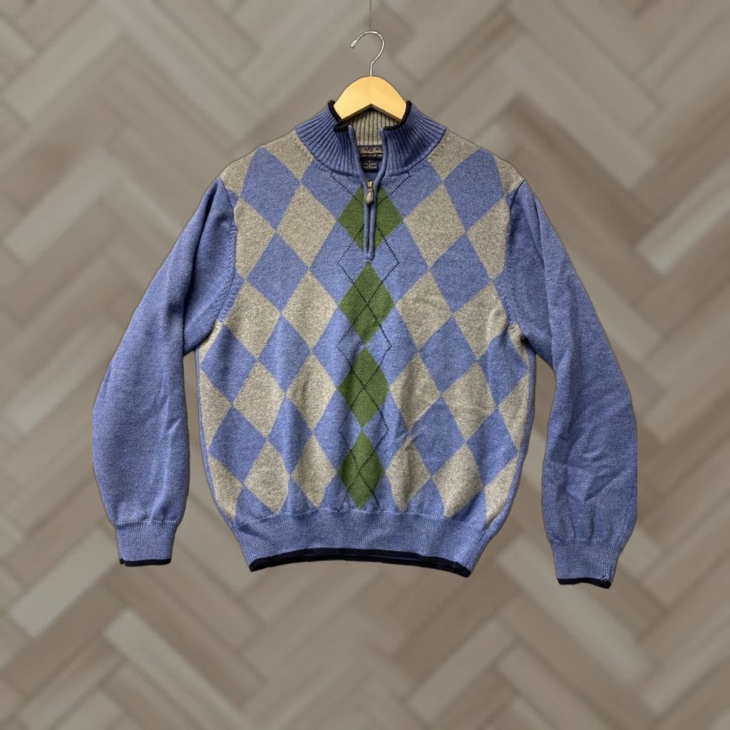 Brooks Brothers VINTAGE Brooks Brothers 1/4 Zip Sweater Mens Large Argyle Pattern Blue /0592 Size US L / EU 52-54 / 3 - 1 Thumbnail