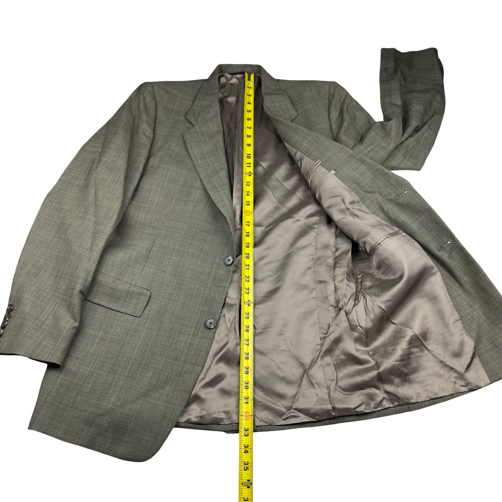 Hart Schaffner Marx Hart Schaffner Marx Men’s 100% Wool 2-Button Suit Beige Plai Size 42L - 11 Thumbnail