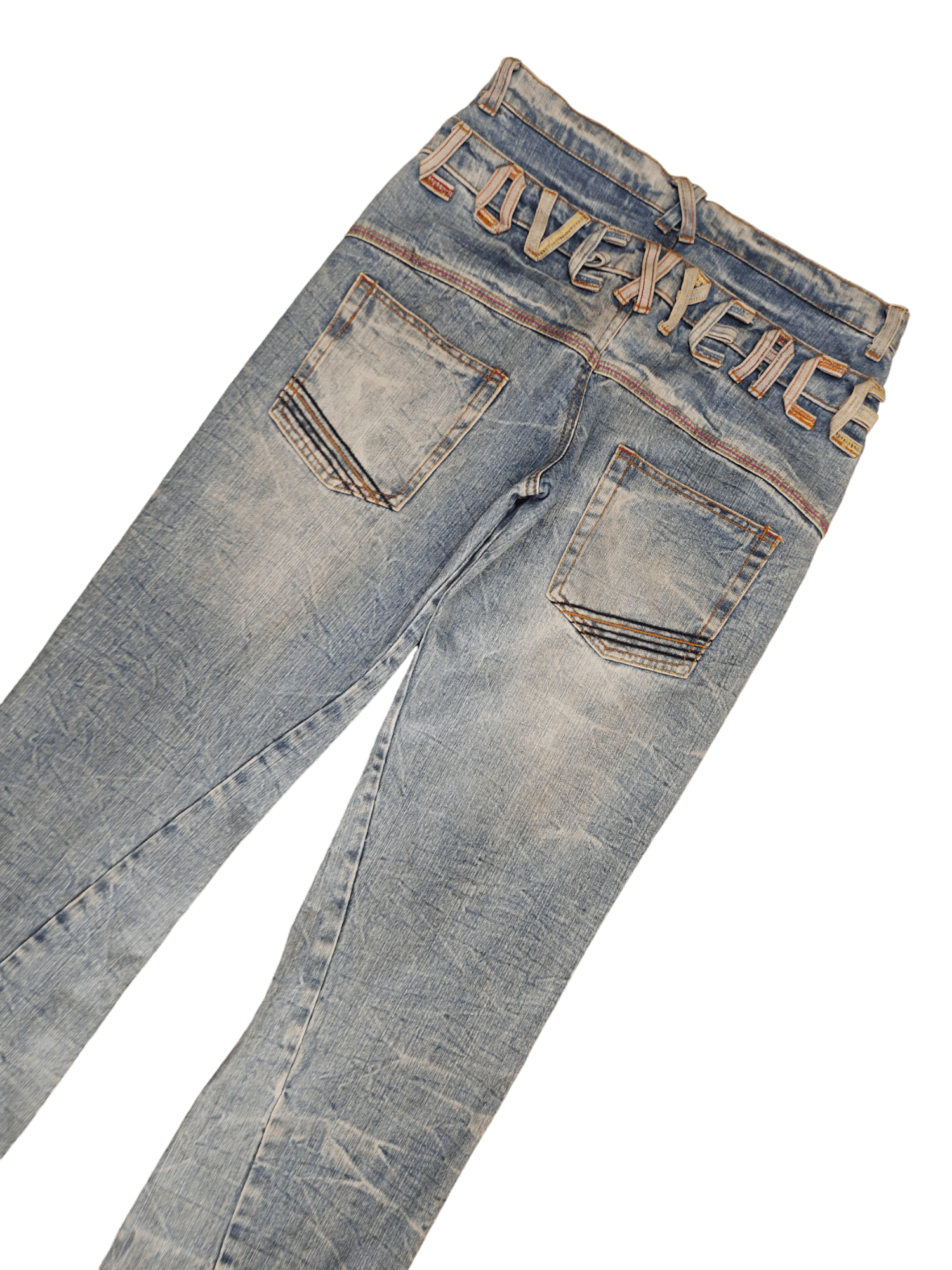 Japanese Brand Vintage 90s Japan Love & Peace Double Waist Clawmark Jeans Size US 31 - 5 Thumbnail